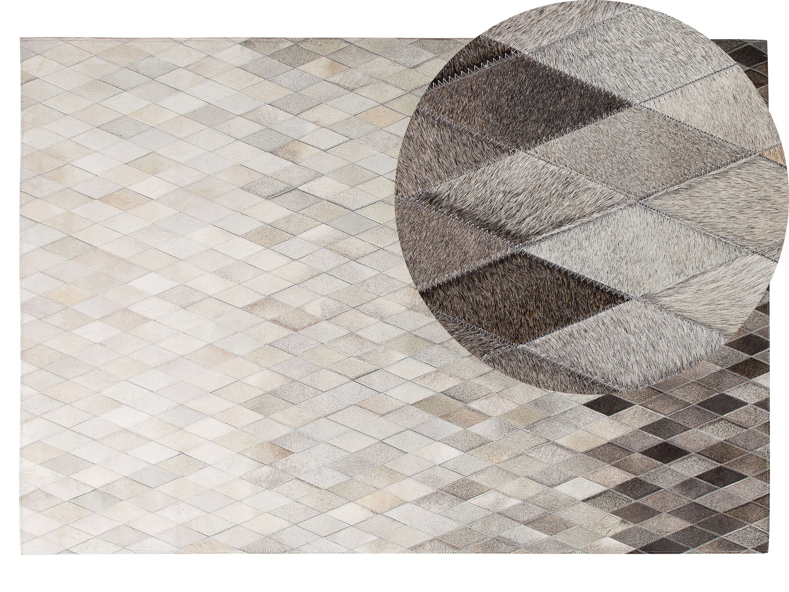 Cowhide Area Rug 140x200cm White and Grey - Gemini Interiors