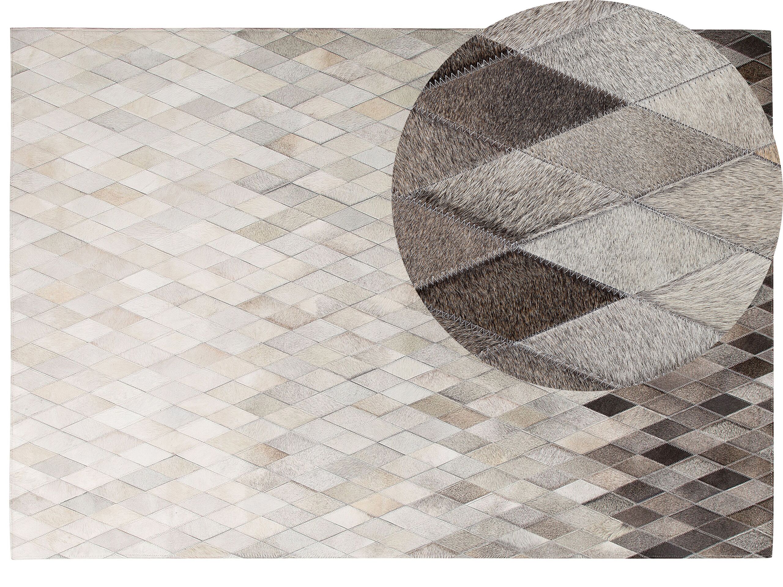 Cowhide Area Rug 160x230cm White and Grey - Gemini Interiors