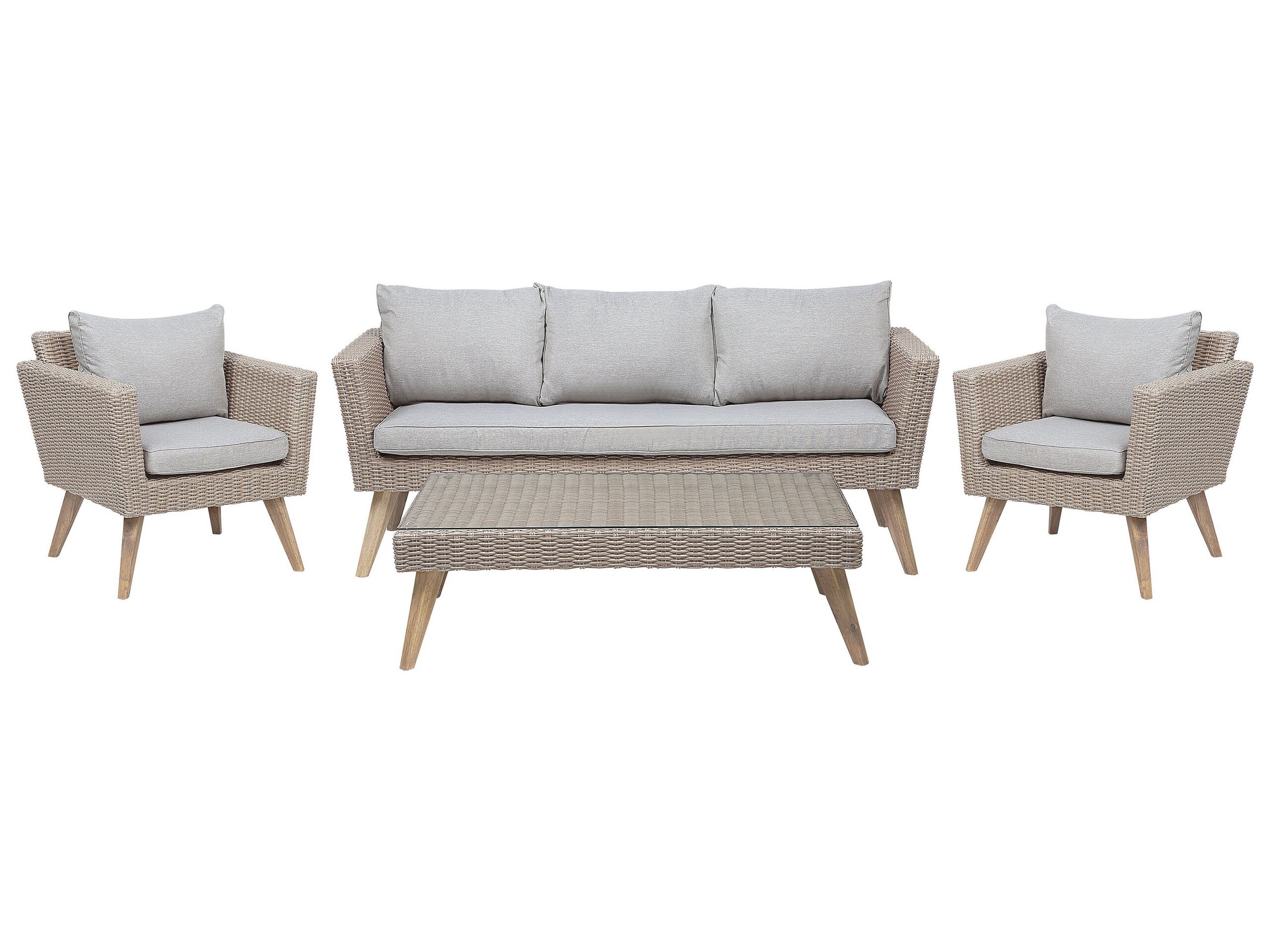 5 Seater PE Rattan Garden Sofa Set Grey VITTORIA XL - Gemini Interiors