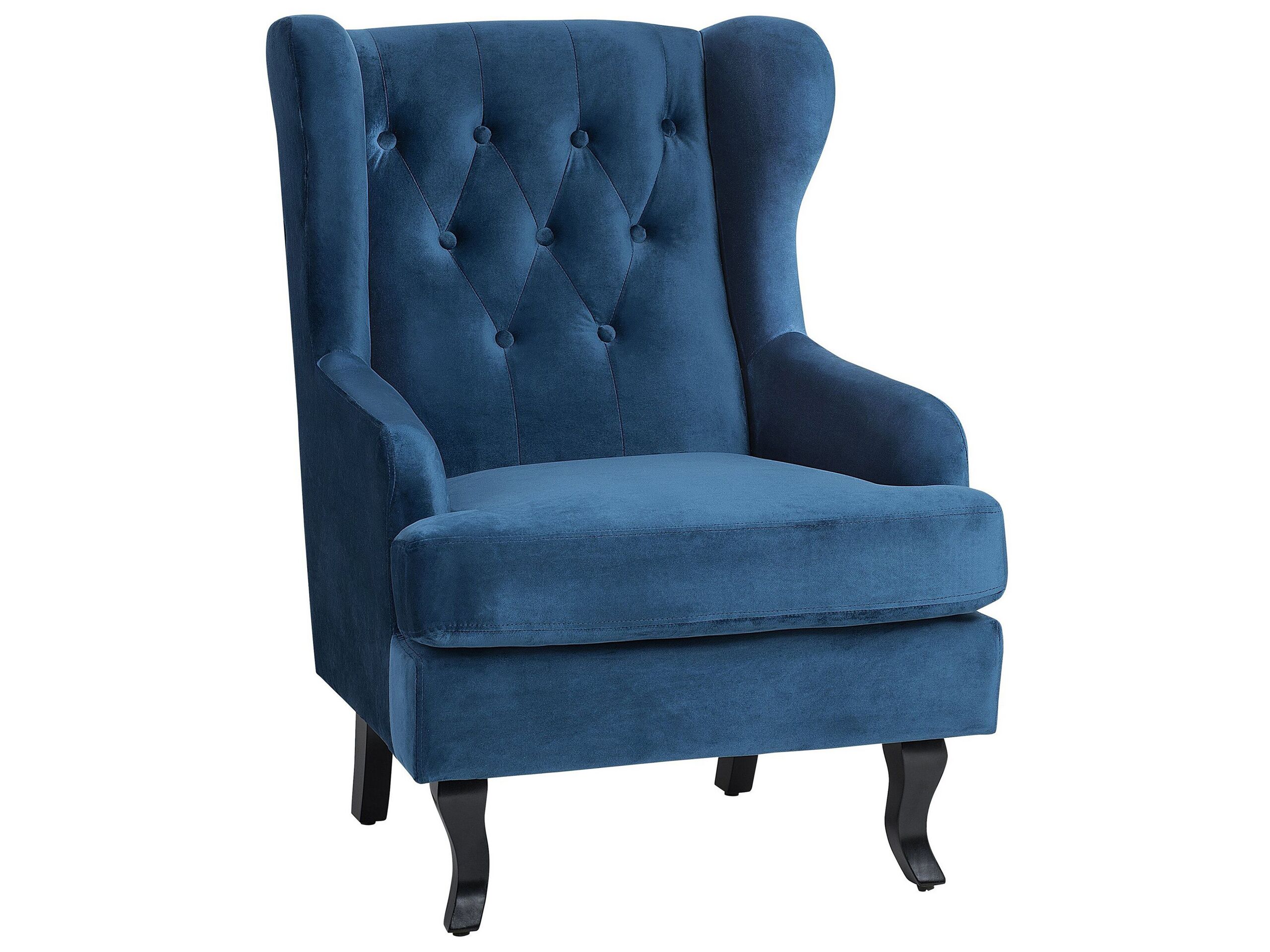 Velvet Fabric Wingback Chair Dark Blue ALTA - Gemini Interiors