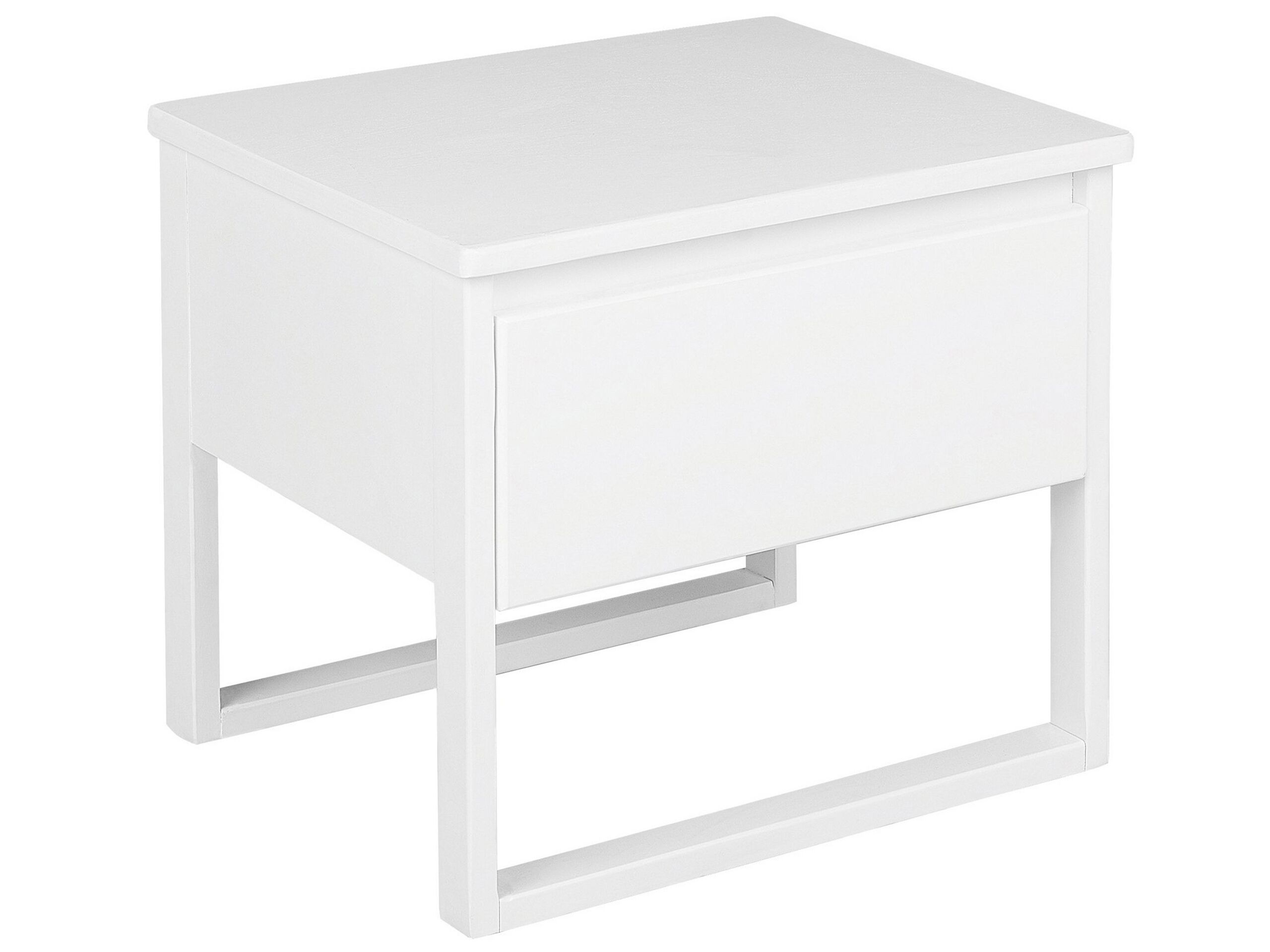 Bedside Table - CLACTON 1 Drawer Nightstand White 50cm - Gemini Interiors