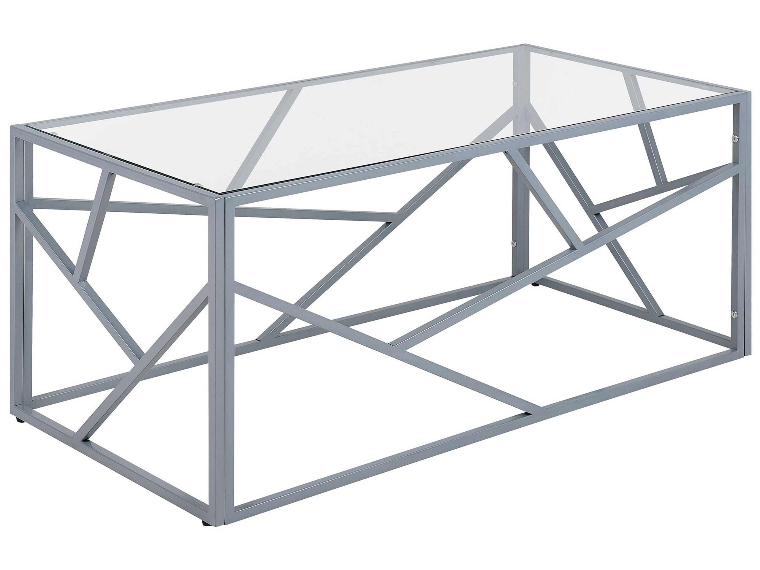 Glass Top Coffee Table Silver ORLAND - Gemini Interiors