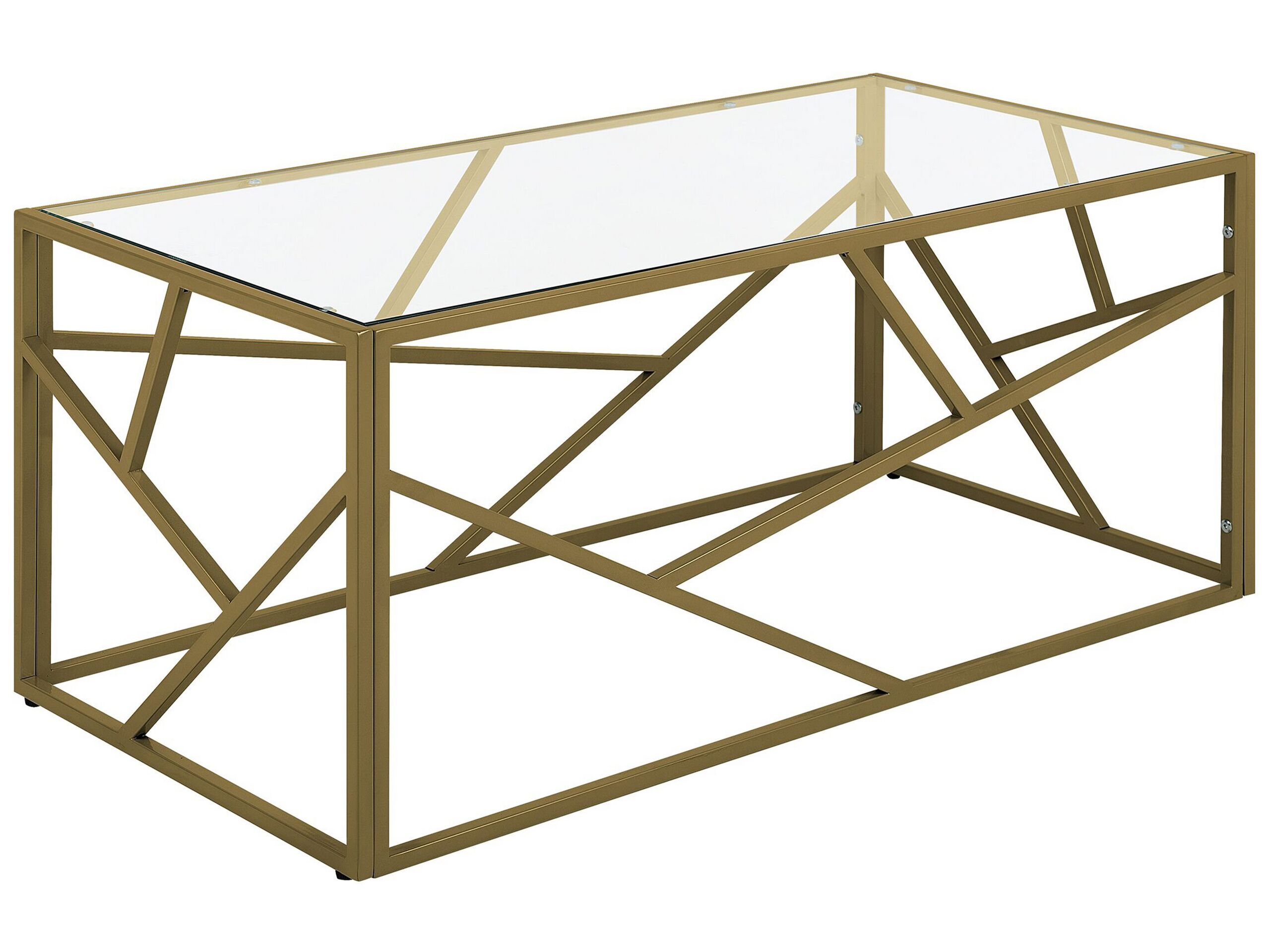 Glass Top Coffee Table Gold ORLAND - Gemini Interiors
