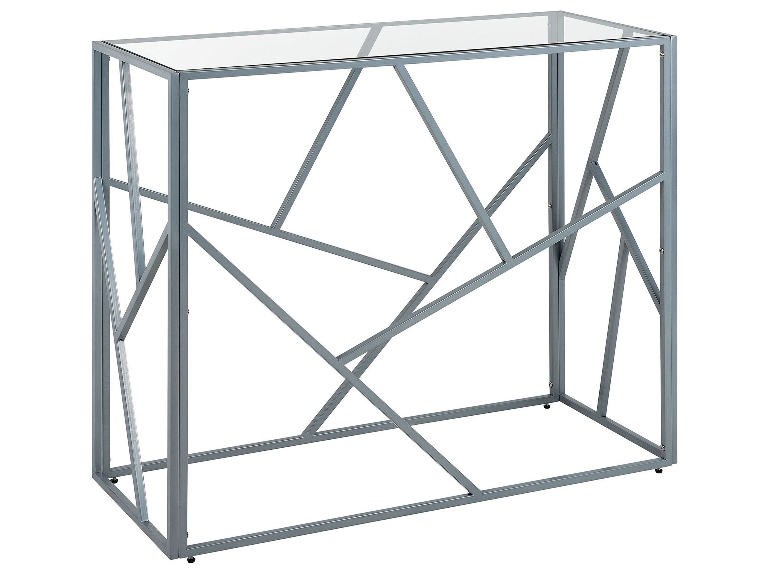 Glass Top Console Table Silver ORLAND - Gemini Interiors