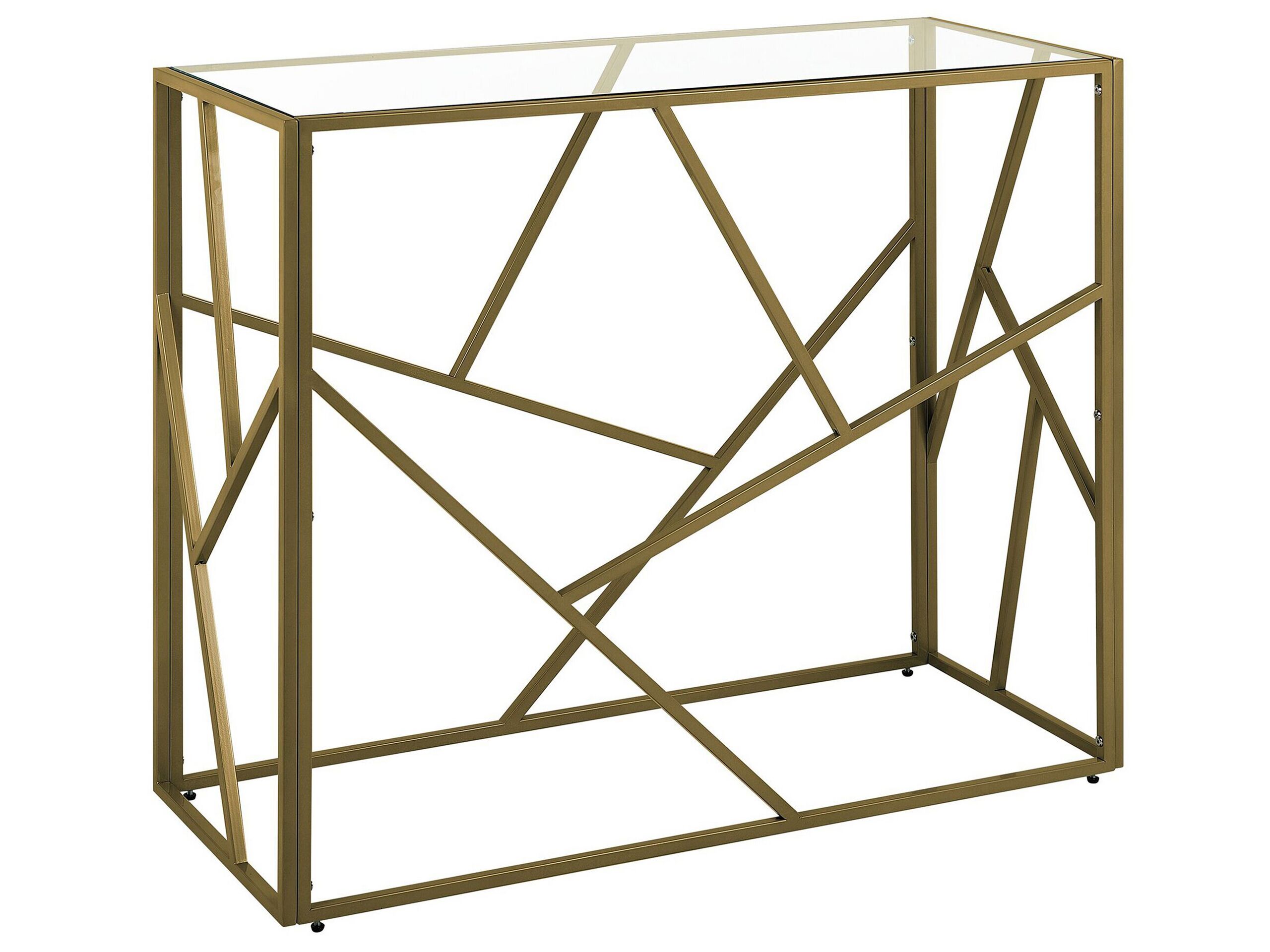 Glass Top Console Table Gold ORLAND - Gemini Interiors