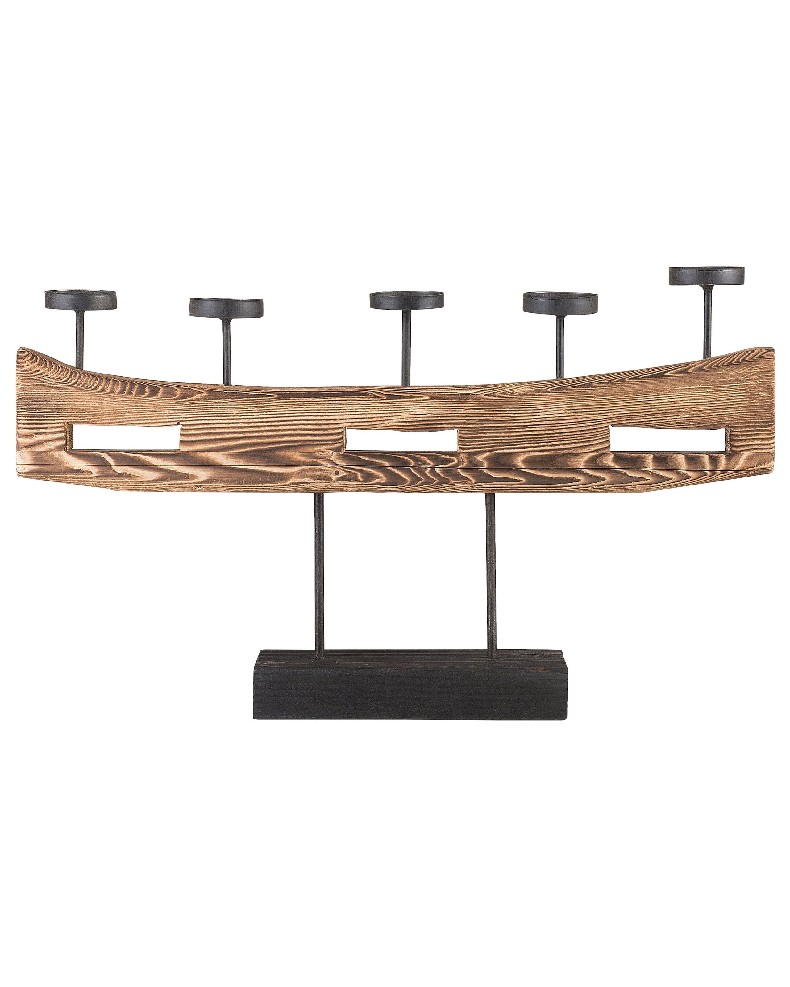 Wooden Candle Holder Light Pine - Black - Gemini Interiors