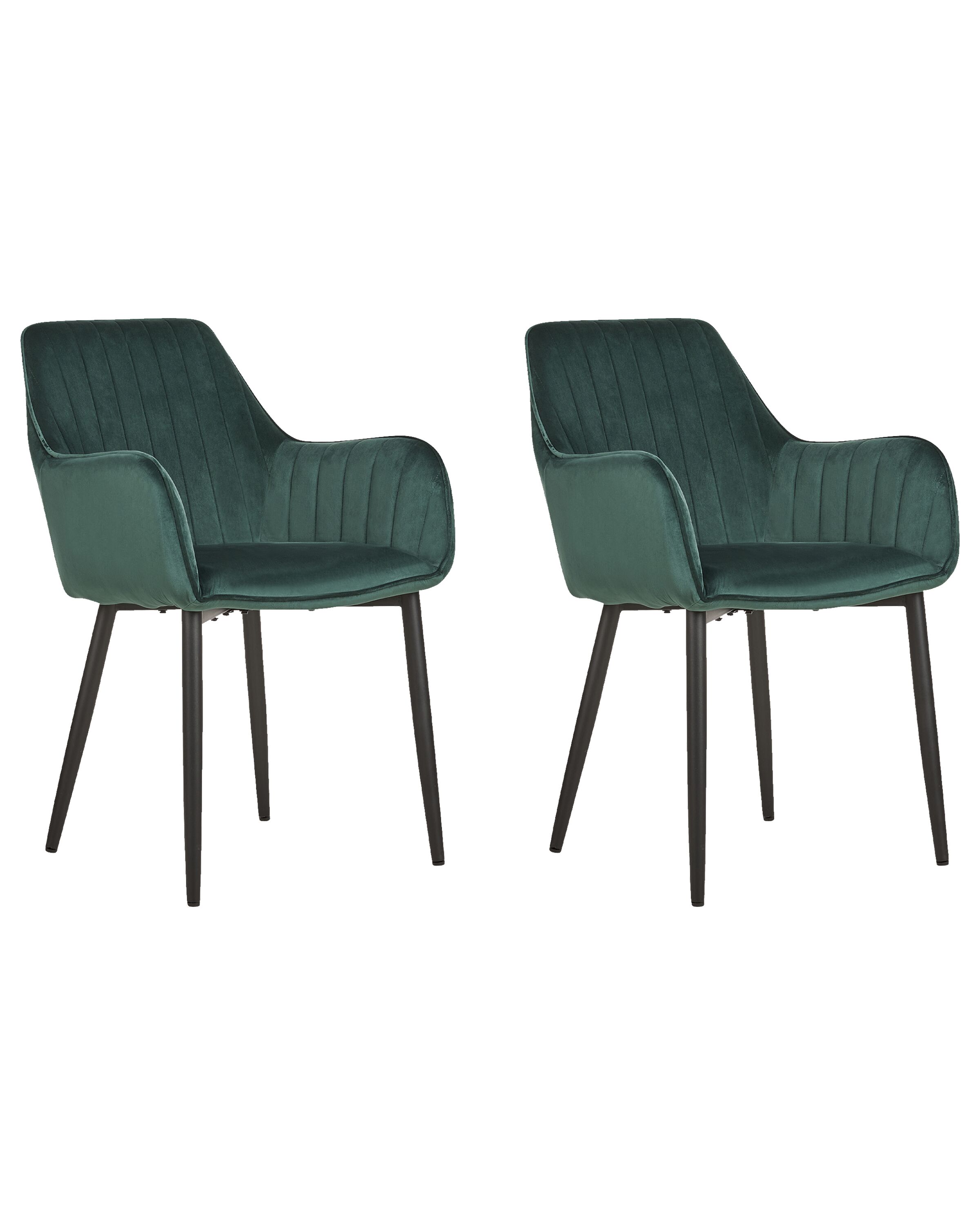 Set of 2 Velvet Dining Chairs Dark Green WELLSTON - Gemini Interiors