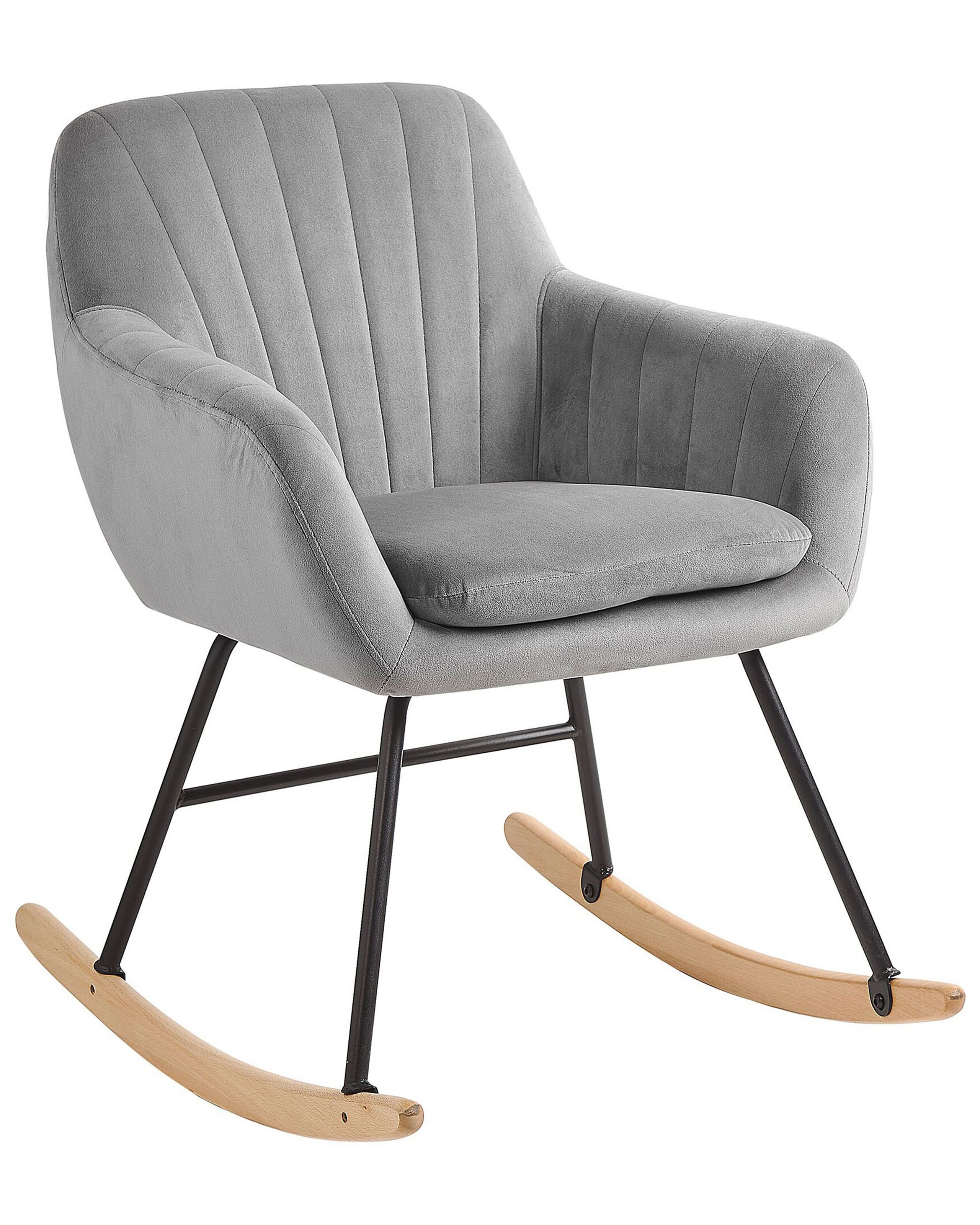 Velvet Rocking Chair Grey LIARUM - Gemini Interiors