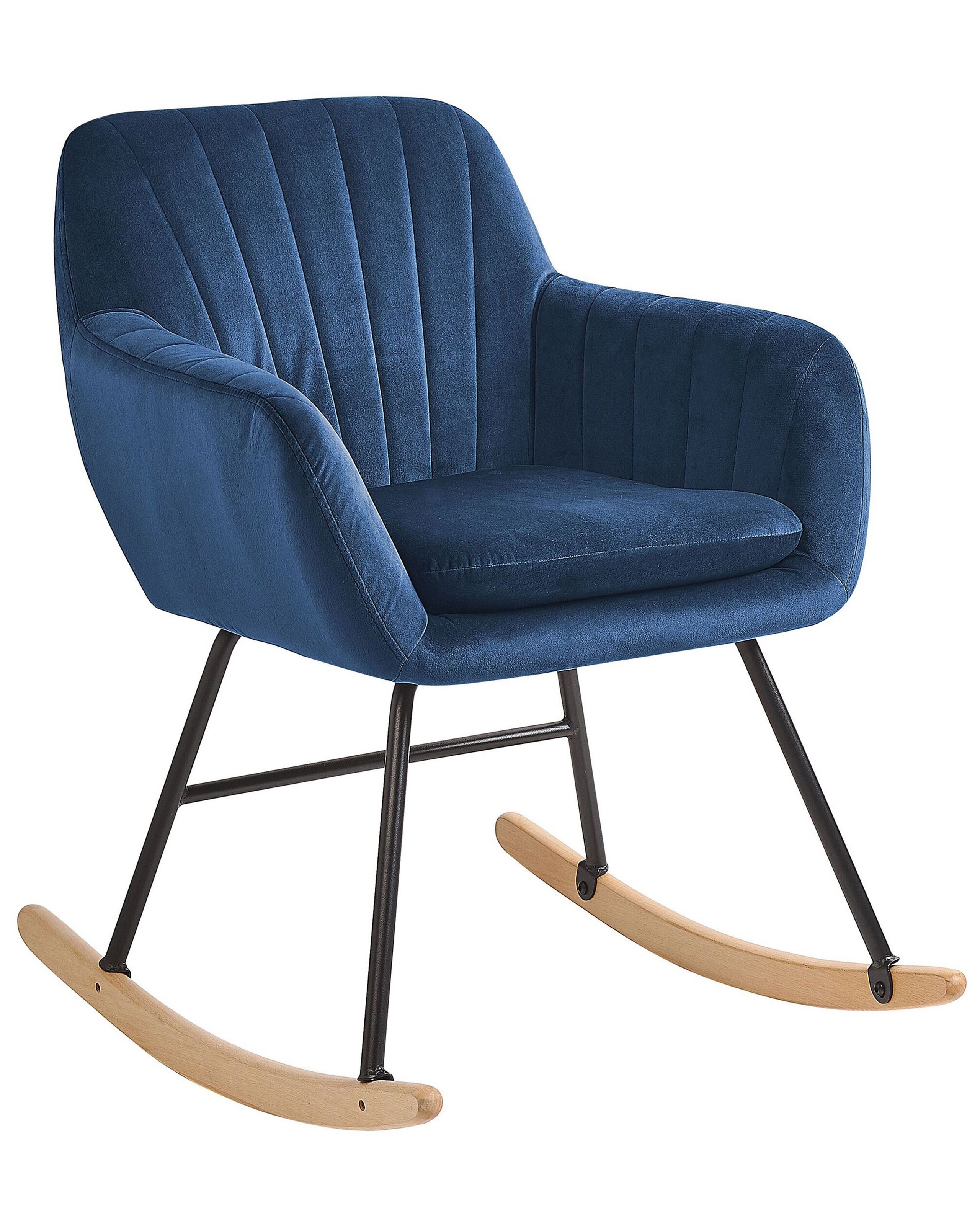 Velvet Rocking Chair Navy Blue LIARUM - Gemini Interiors