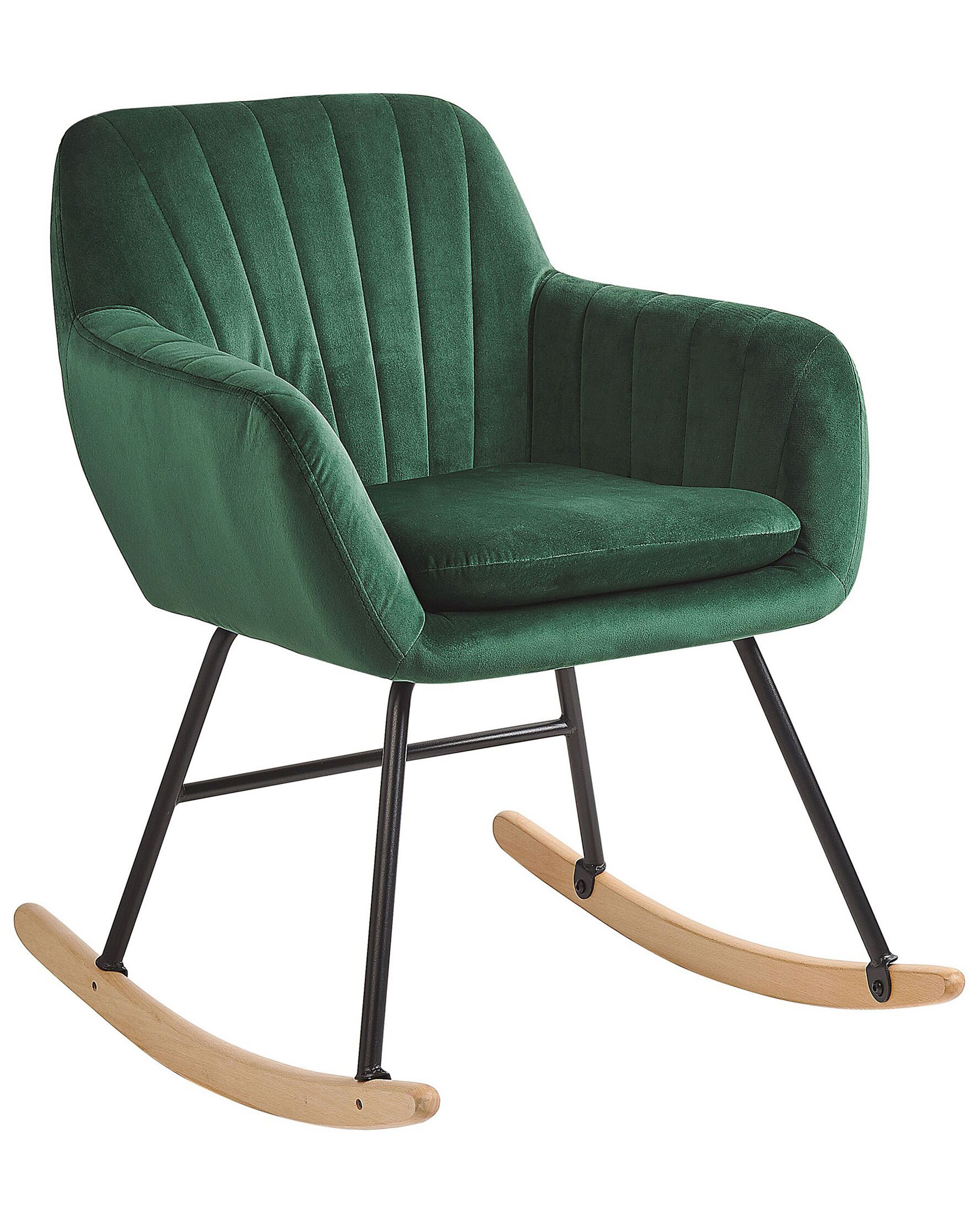 Velvet Rocking Chair Emerald Green LIARUM - Gemini Interiors
