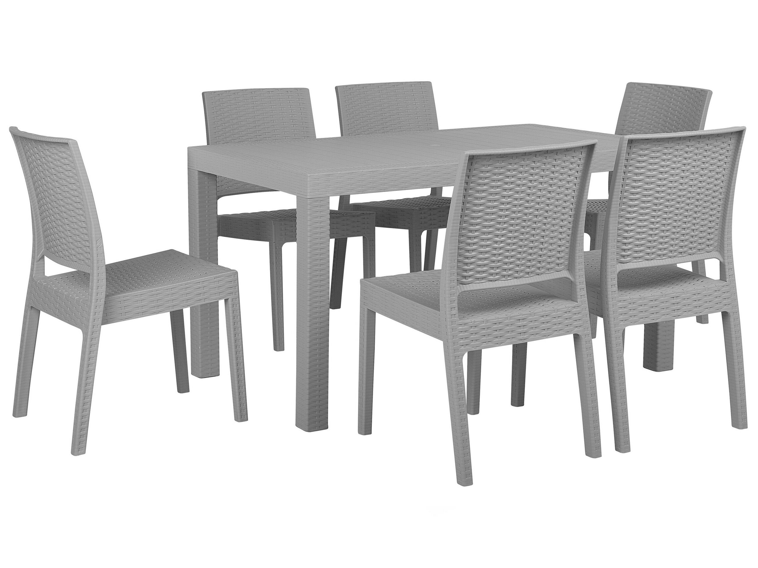 6 Seater Garden Dining Set Light Grey FOSSANO - Gemini Interiors