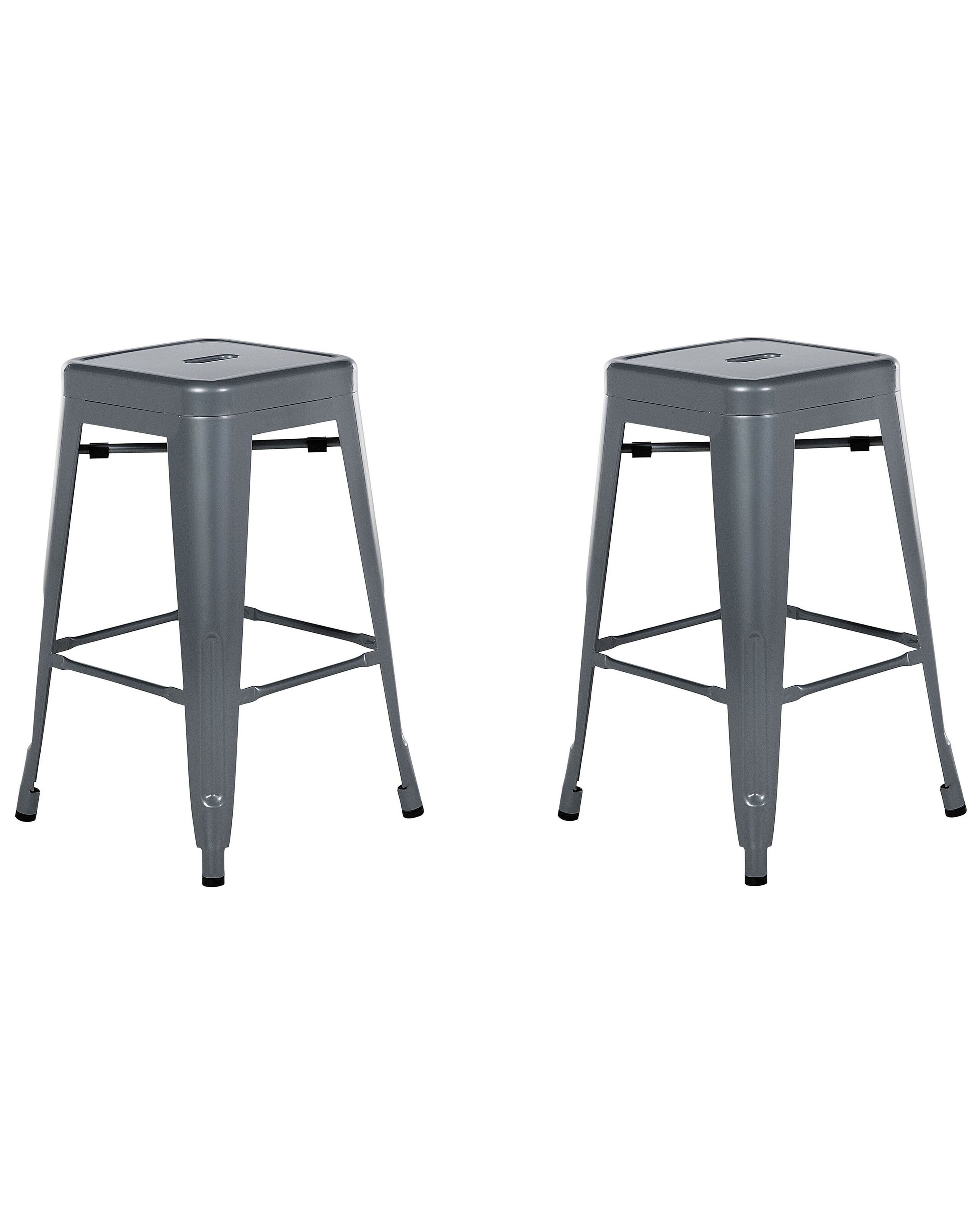 Set of 2 Steel Stools 60 cm Silver CABRILLO - Gemini Interiors