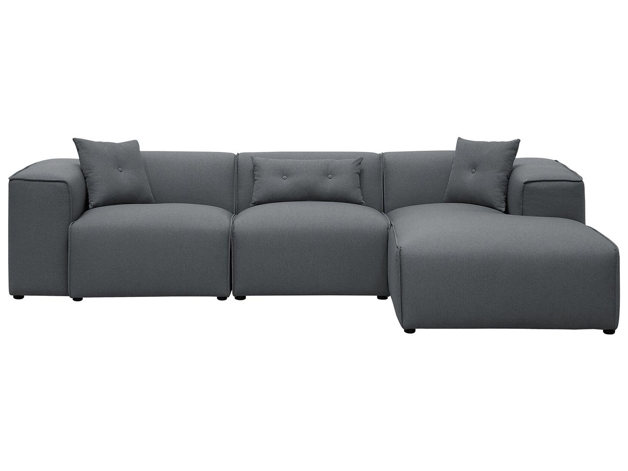 Left Hand Fabric Corner Sofa Dark Grey DOLVA - Gemini Interiors