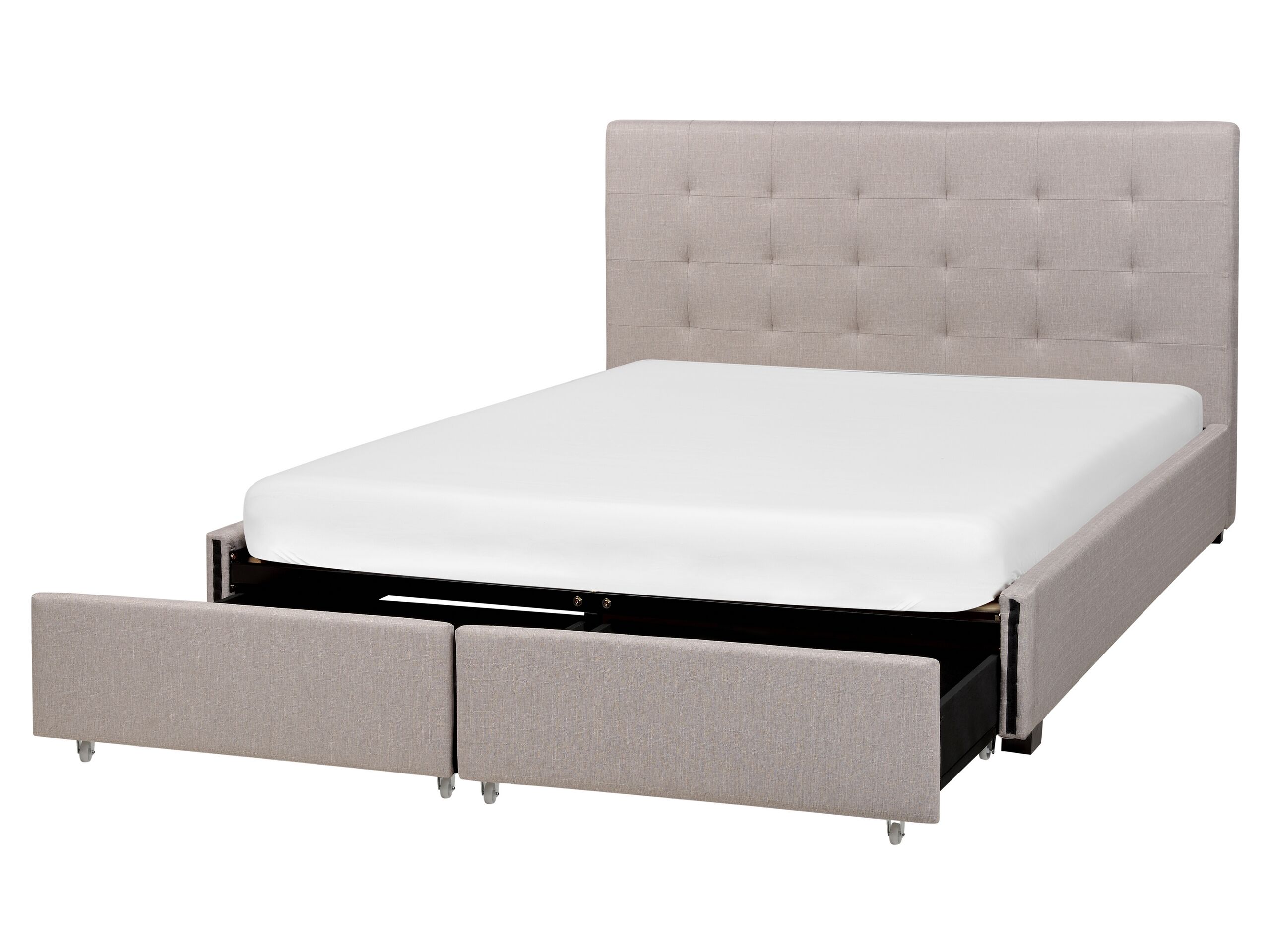 Fabric EU King Size Bed with Storage Light Grey LA ROCHELLE - Gemini Interiors