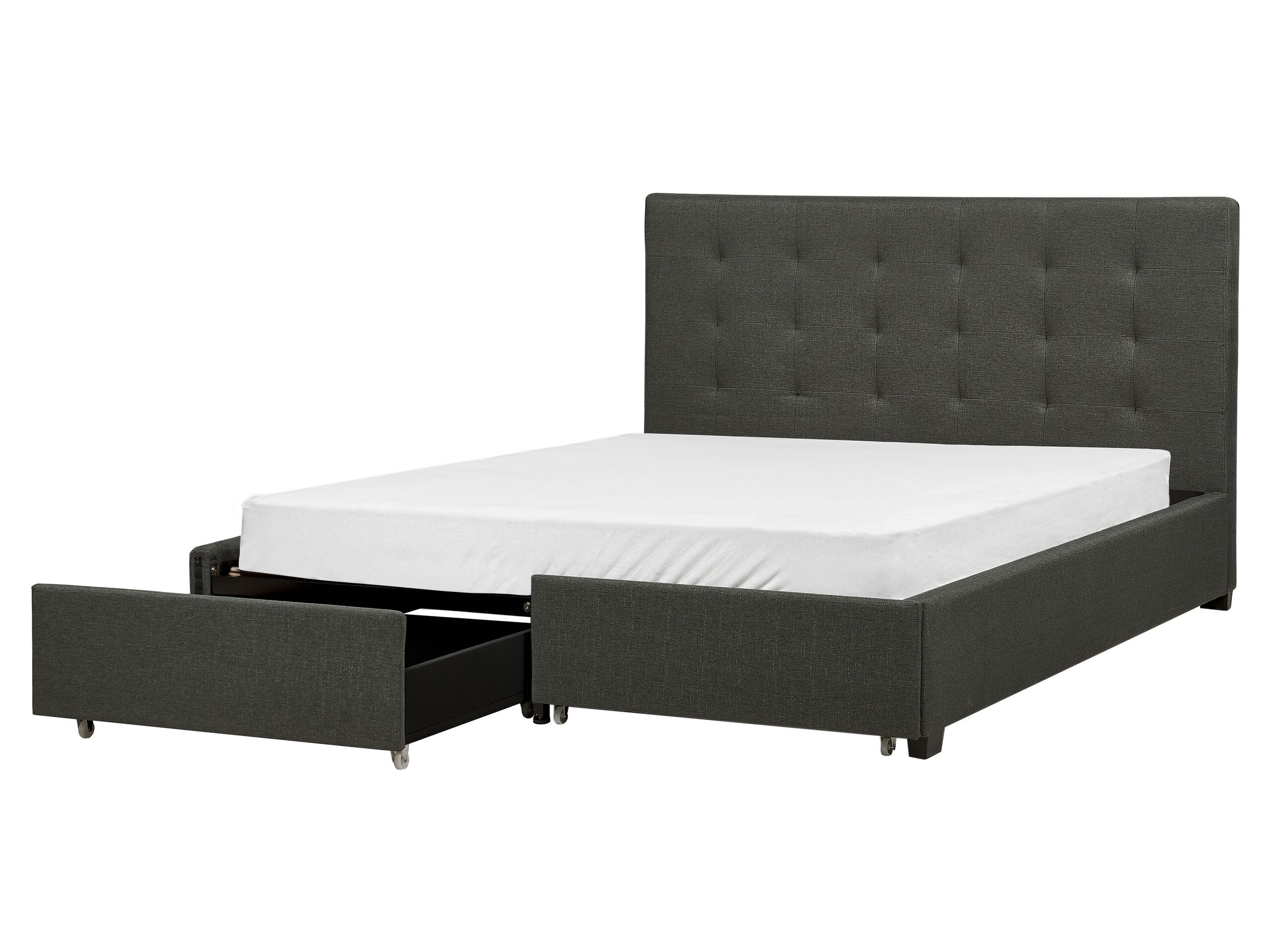 Fabric EU King Size Bed with Storage Dark Grey LA ROCHELLE - Gemini Interiors