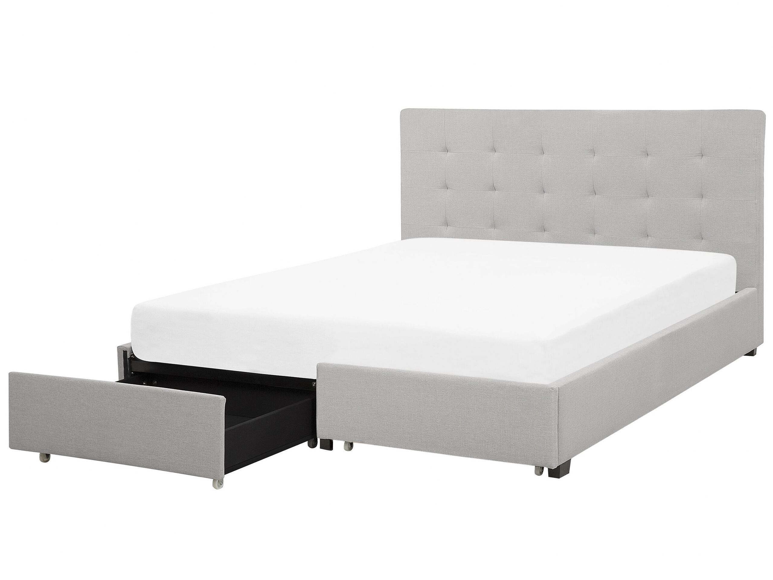 Fabric EU Super King Bed with Storage Light Grey LA ROCHELLE - Gemini Interiors