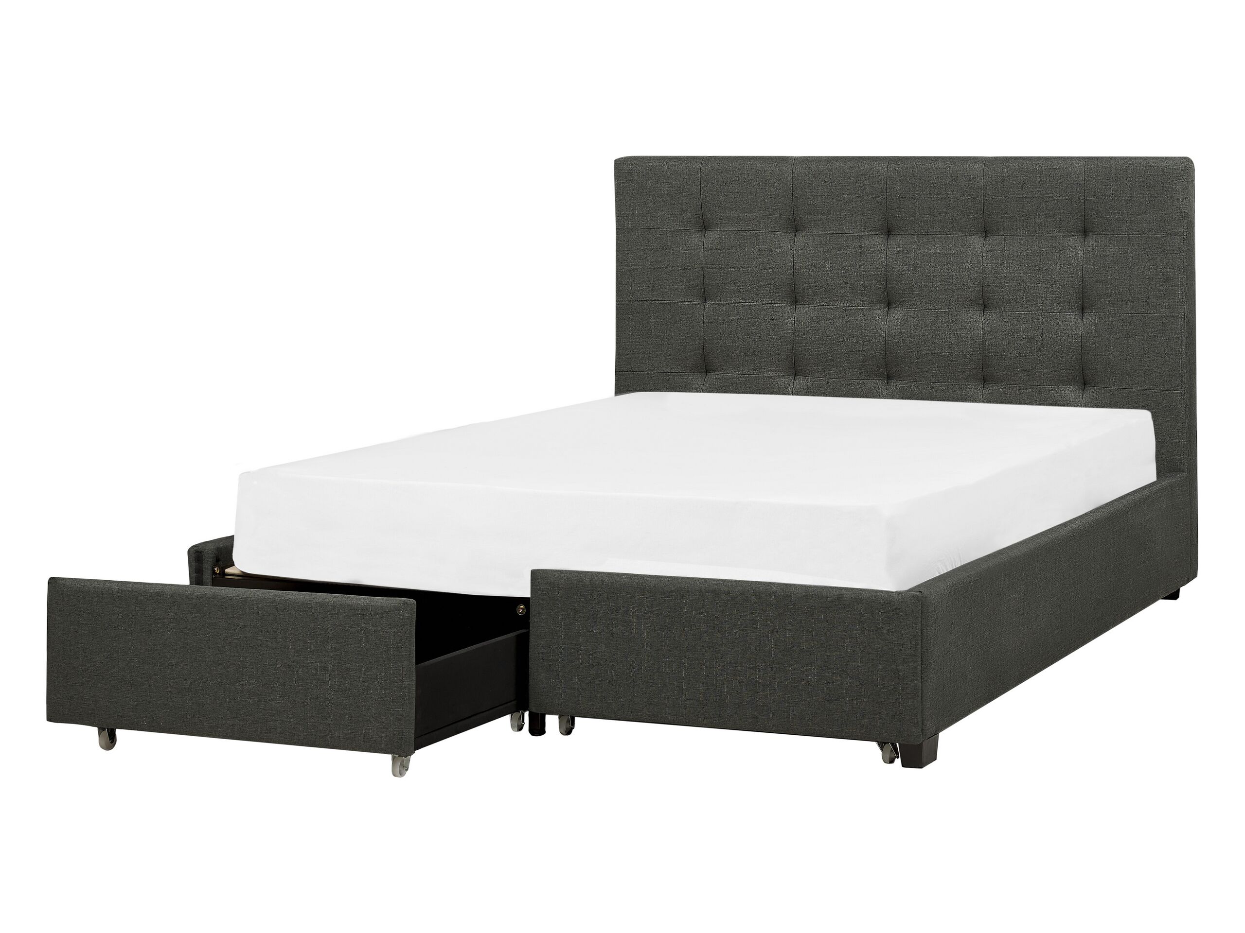 Fabric EU Double Size Bed with Storage Dark Grey LA ROCHELLE - Gemini Interiors