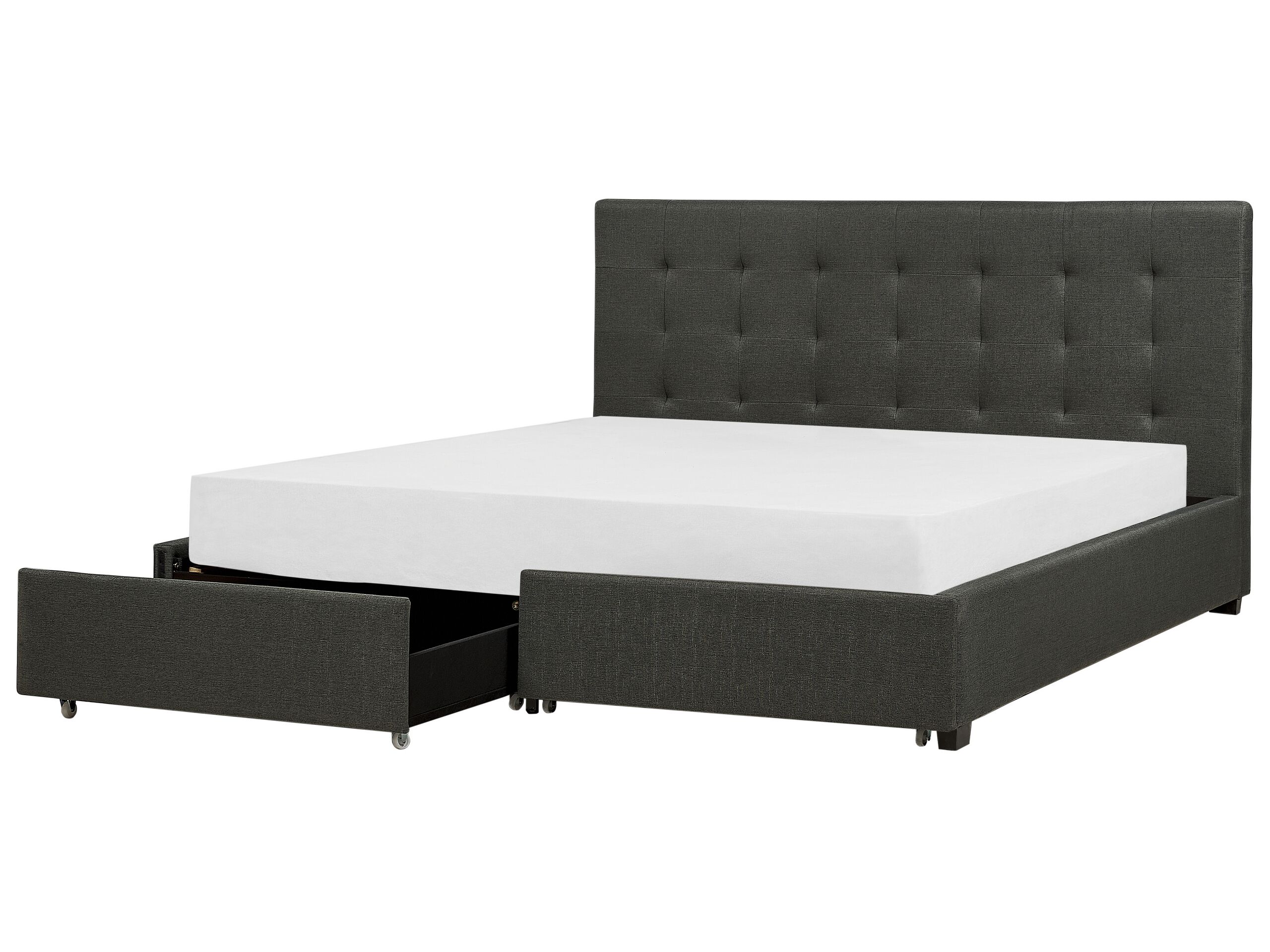 Fabric EU Super King Bed with Storage Dark Grey LA ROCHELLE - Gemini Interiors