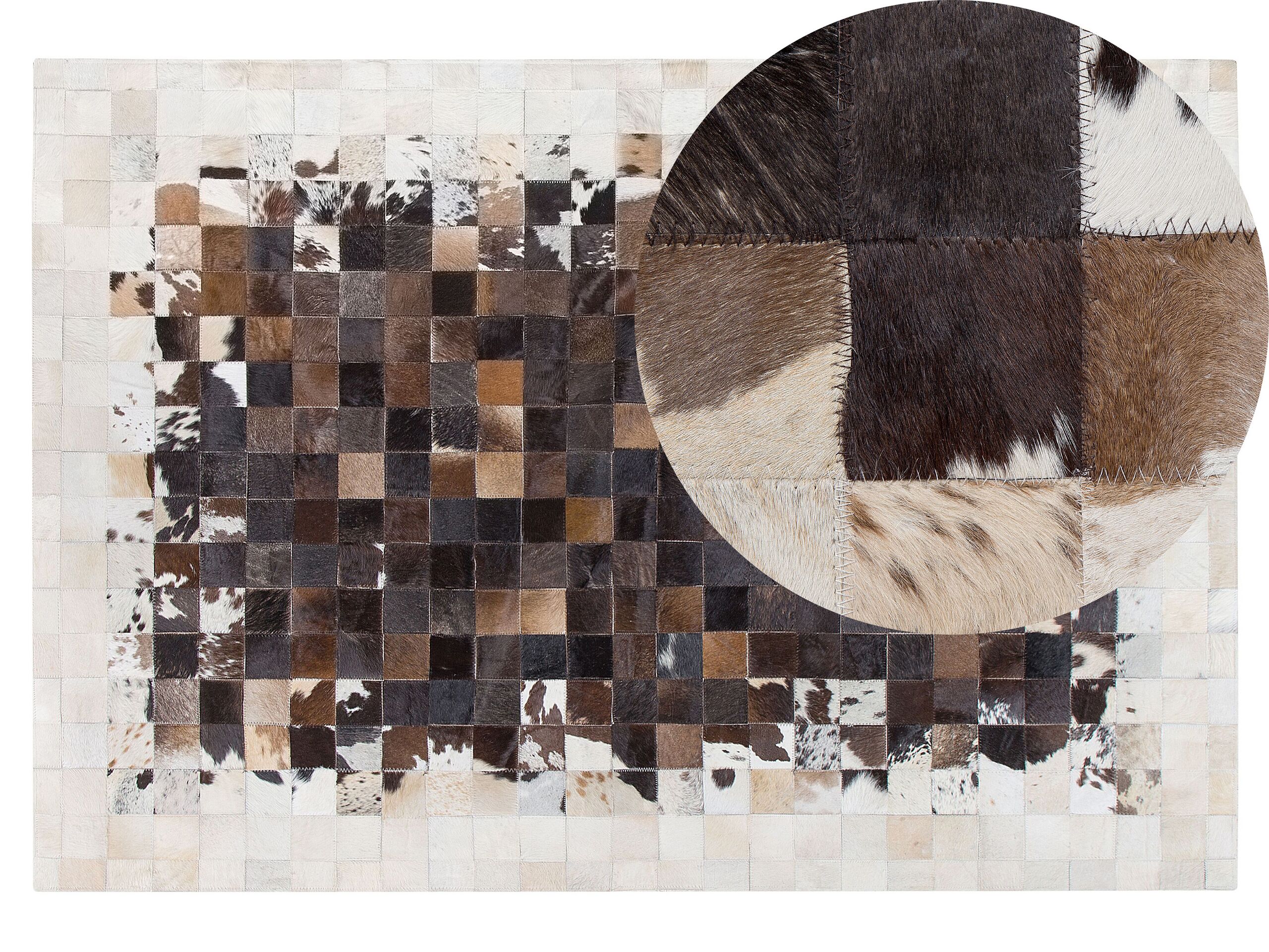 Cowhide Area Rug 140x200cm Brown with Beige - Gemini Interiors