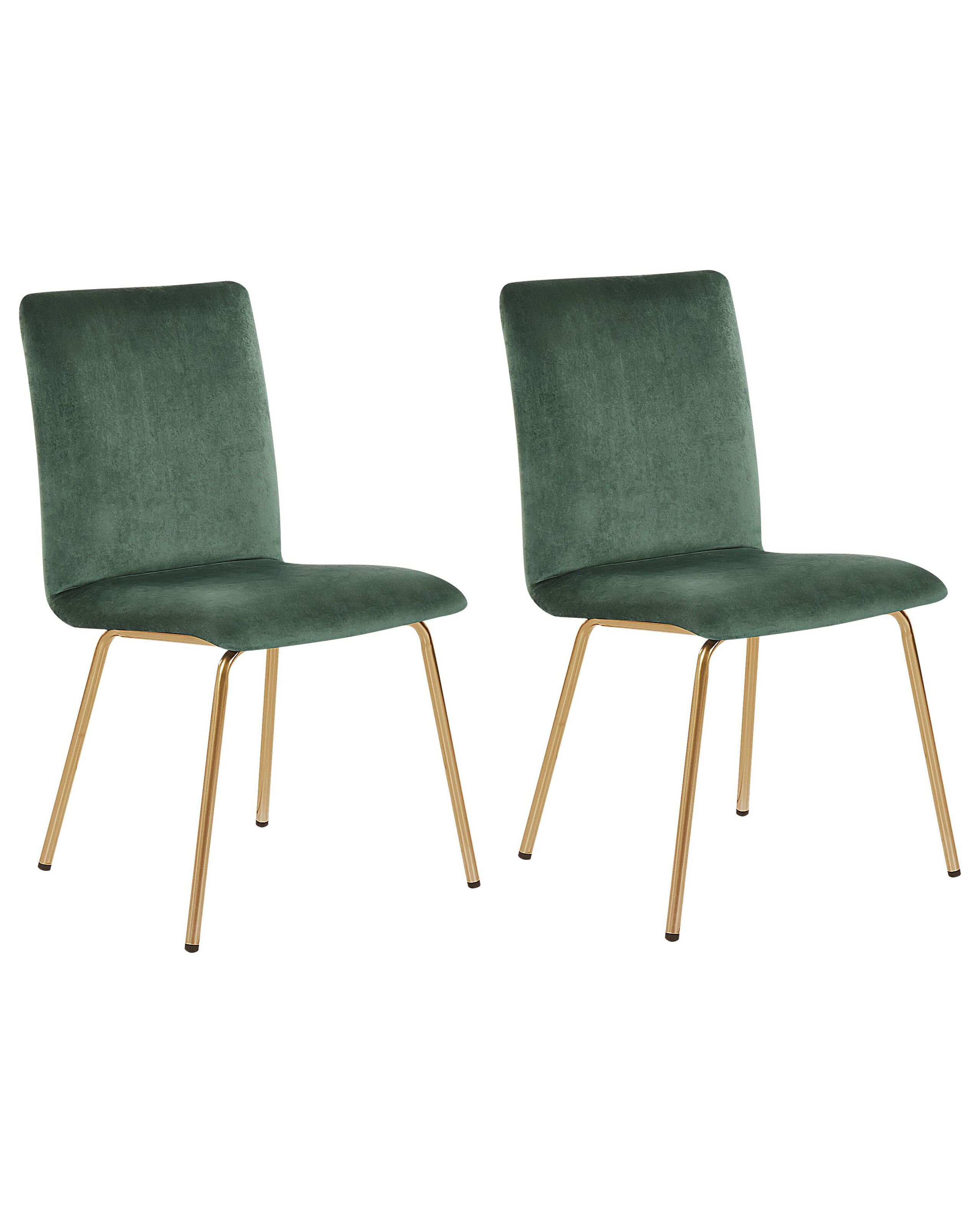 Set of 2 Velvet Dining Chairs Emerald Green RUBIO - Gemini Interiors