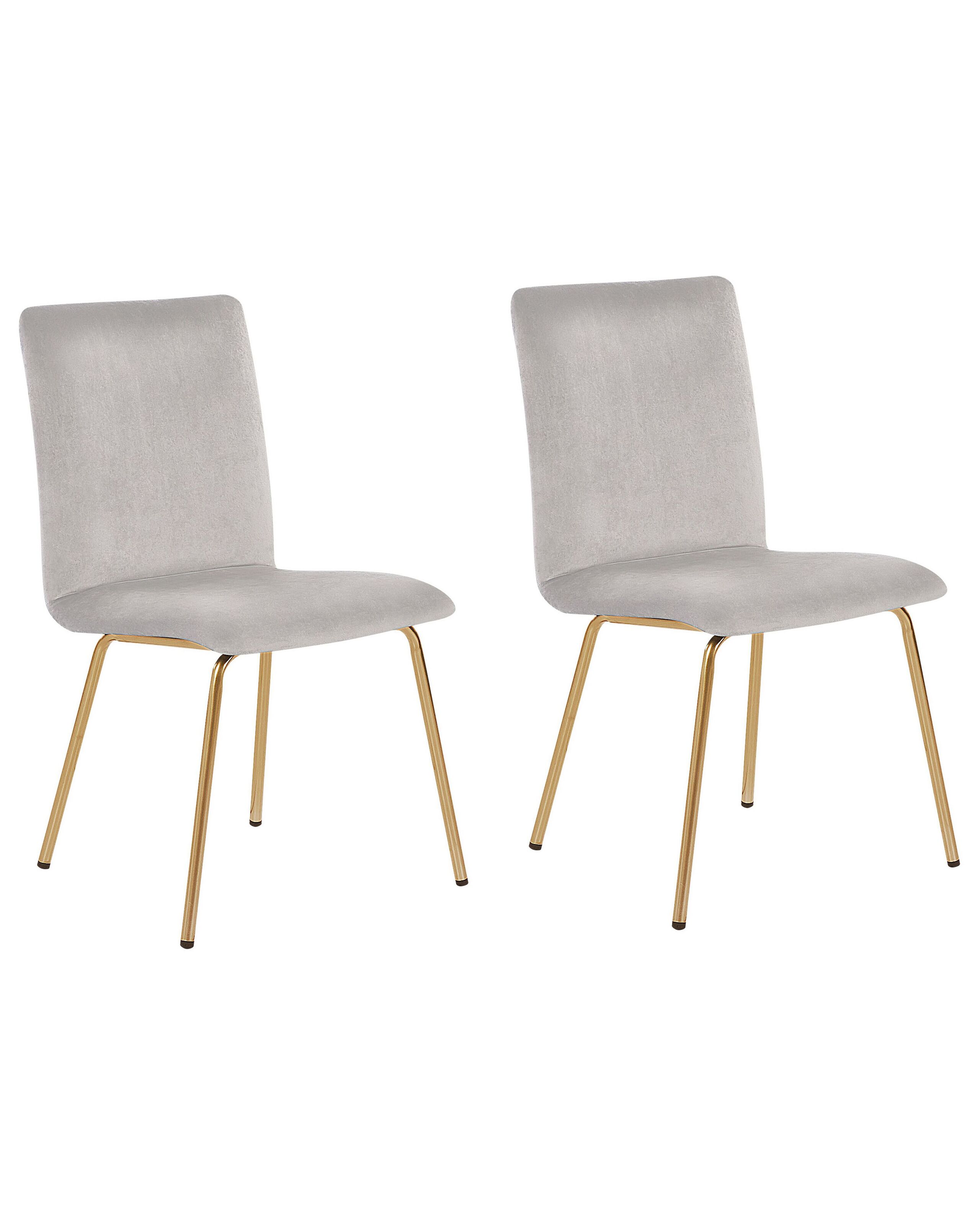 Set of 2 Velvet Dining Chairs Grey RUBIO - Gemini Interiors
