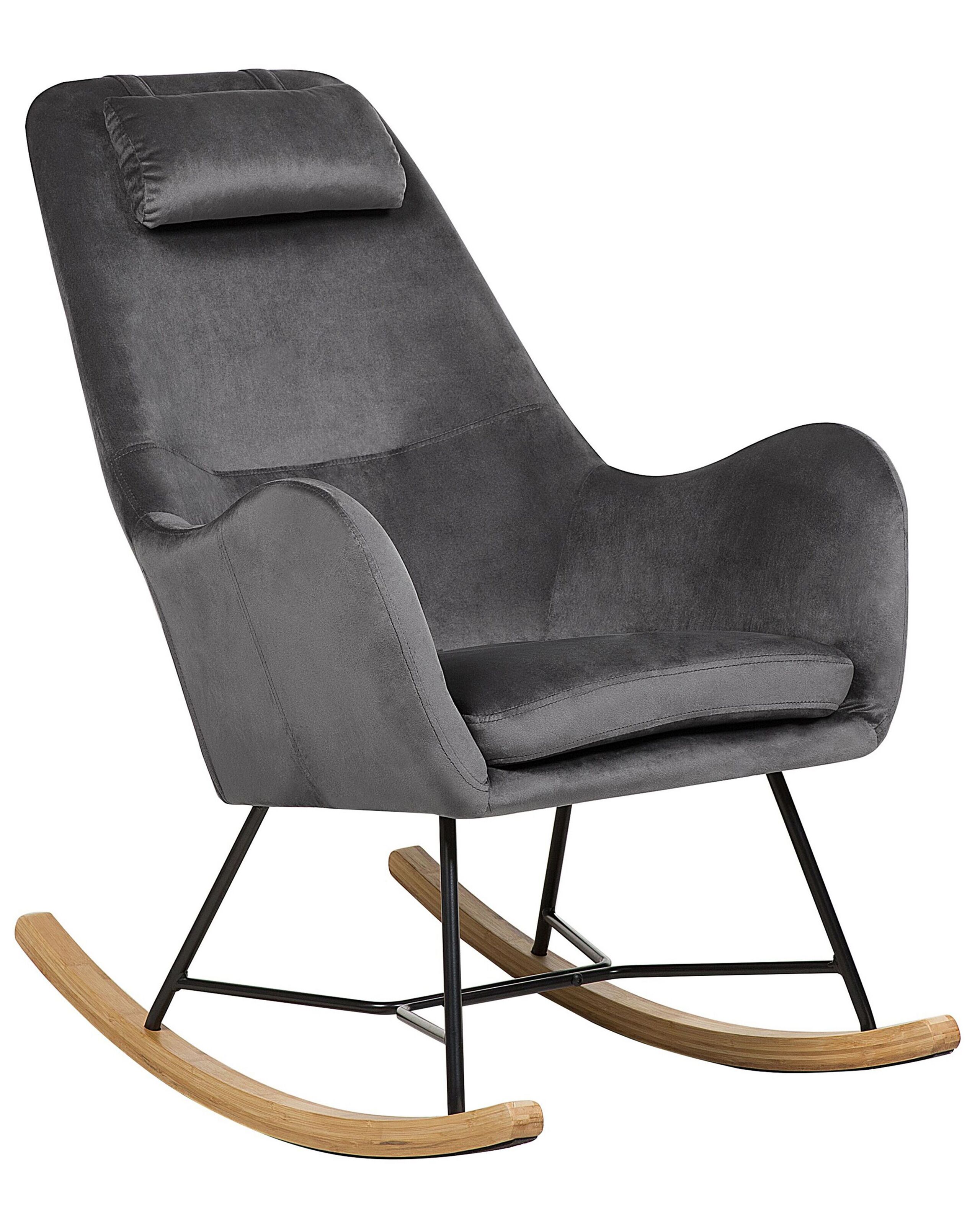 Velvet Rocking Chair Dark Grey ARRIE - Gemini Interiors