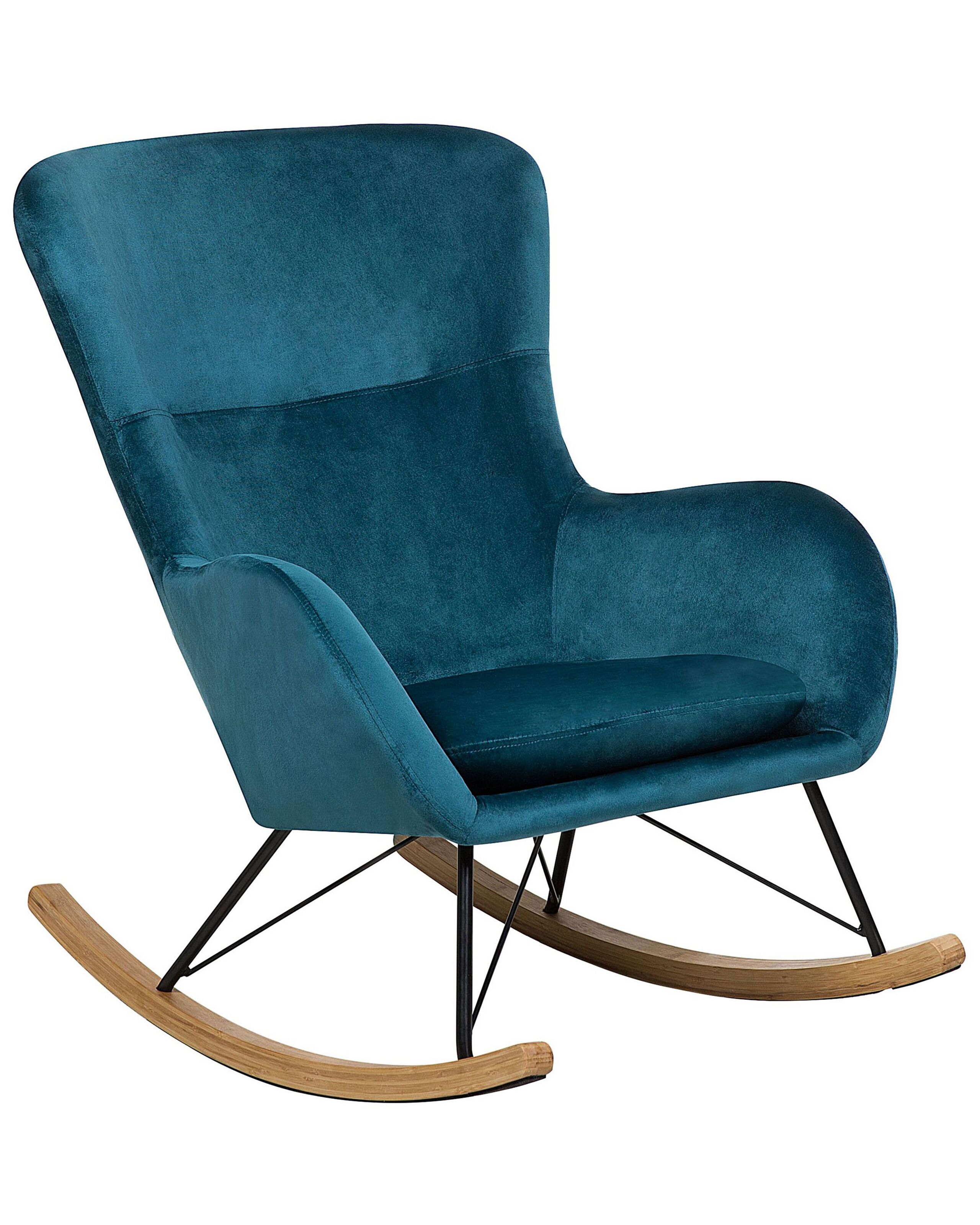Velvet Rocking Chair Sea Blue ELLAN - Gemini Interiors