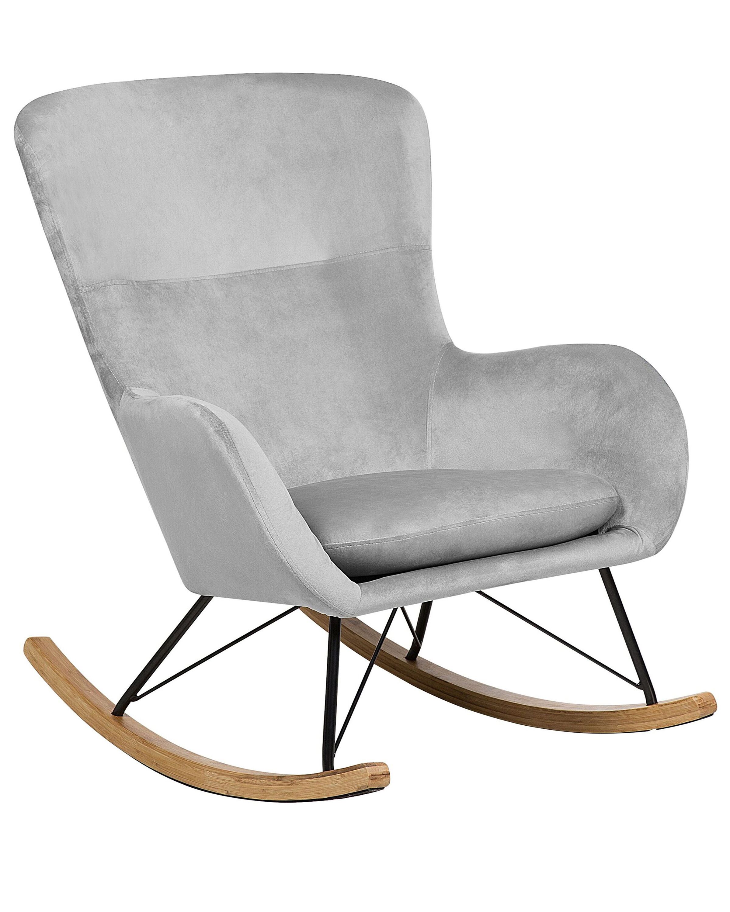Velvet Rocking Chair Light Grey ELLAN - Gemini Interiors