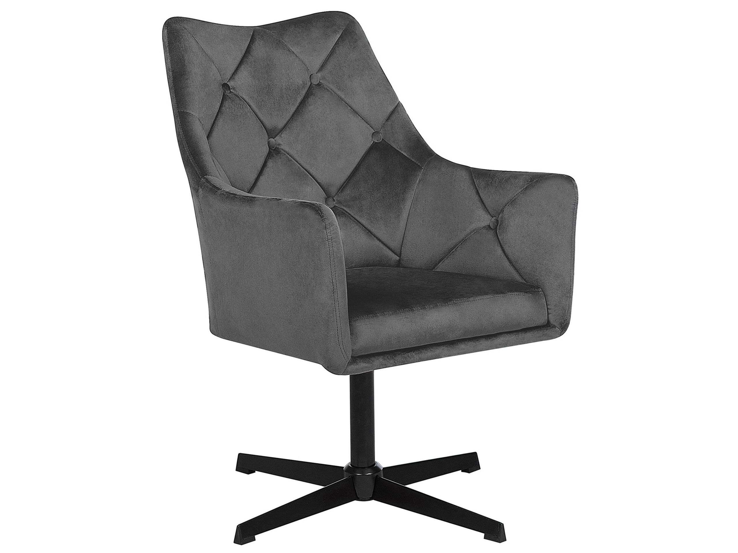 Velvet Armchair Dark Grey VAKSALA - Gemini Interiors