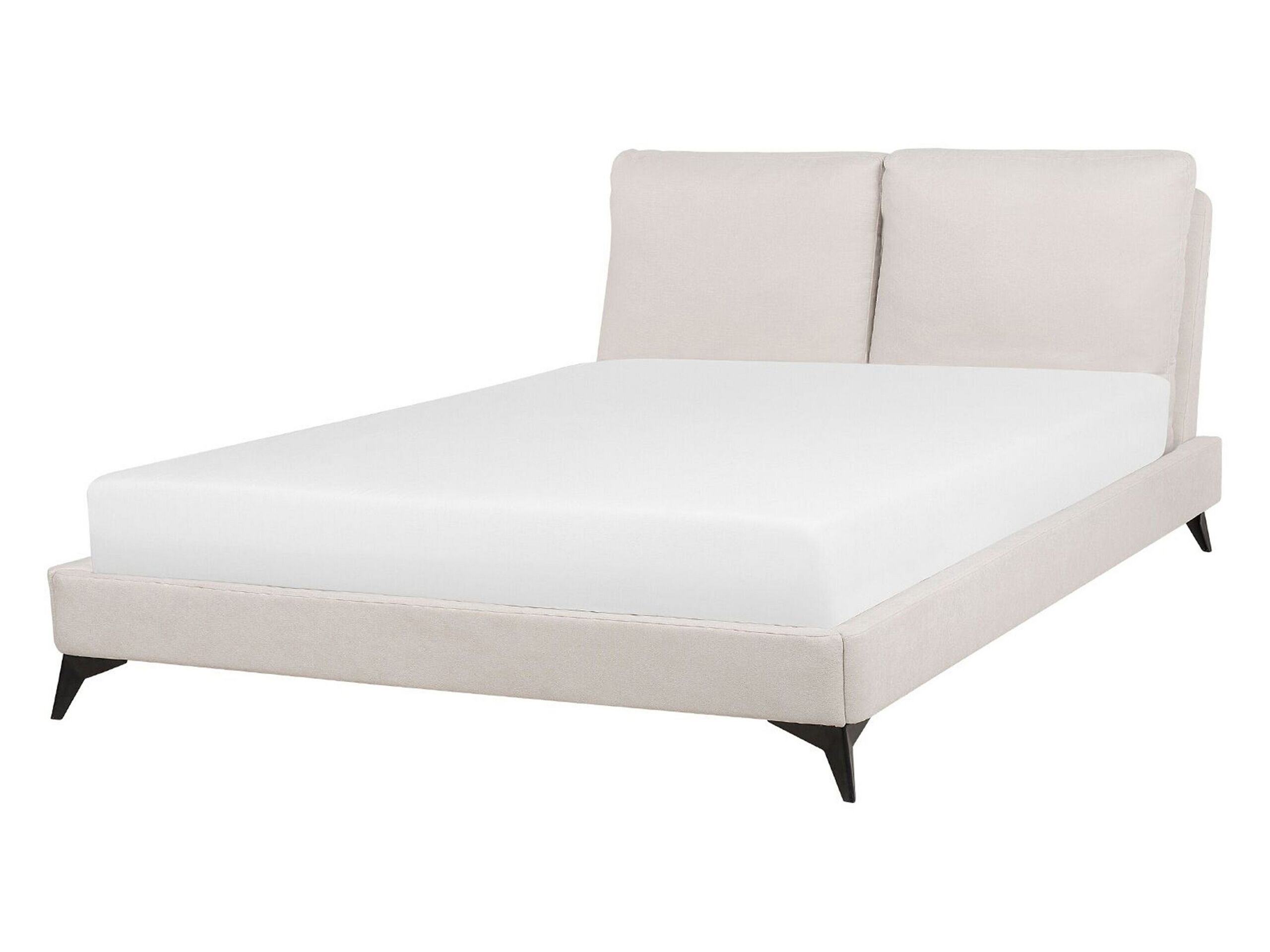 Chenille EU Double Size Bed Light Beige MELLE - Gemini Interiors