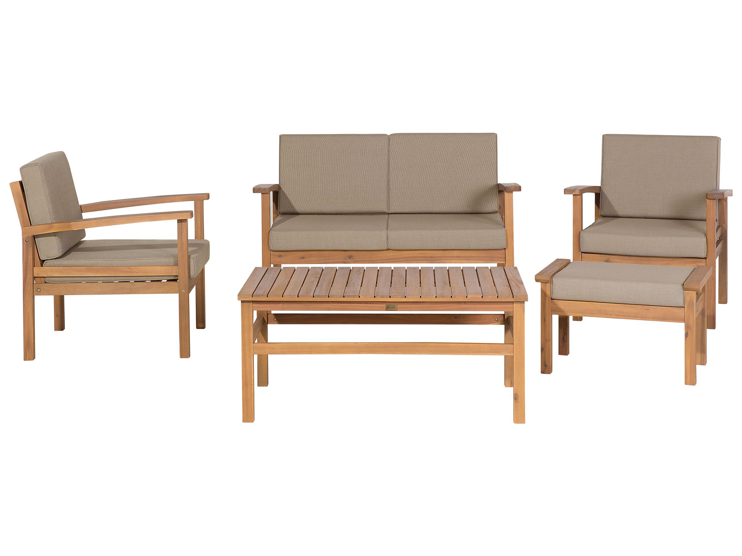 4 Seater Certified Acacia Wood Garden Lounge Set Light MANILA - Gemini Interiors