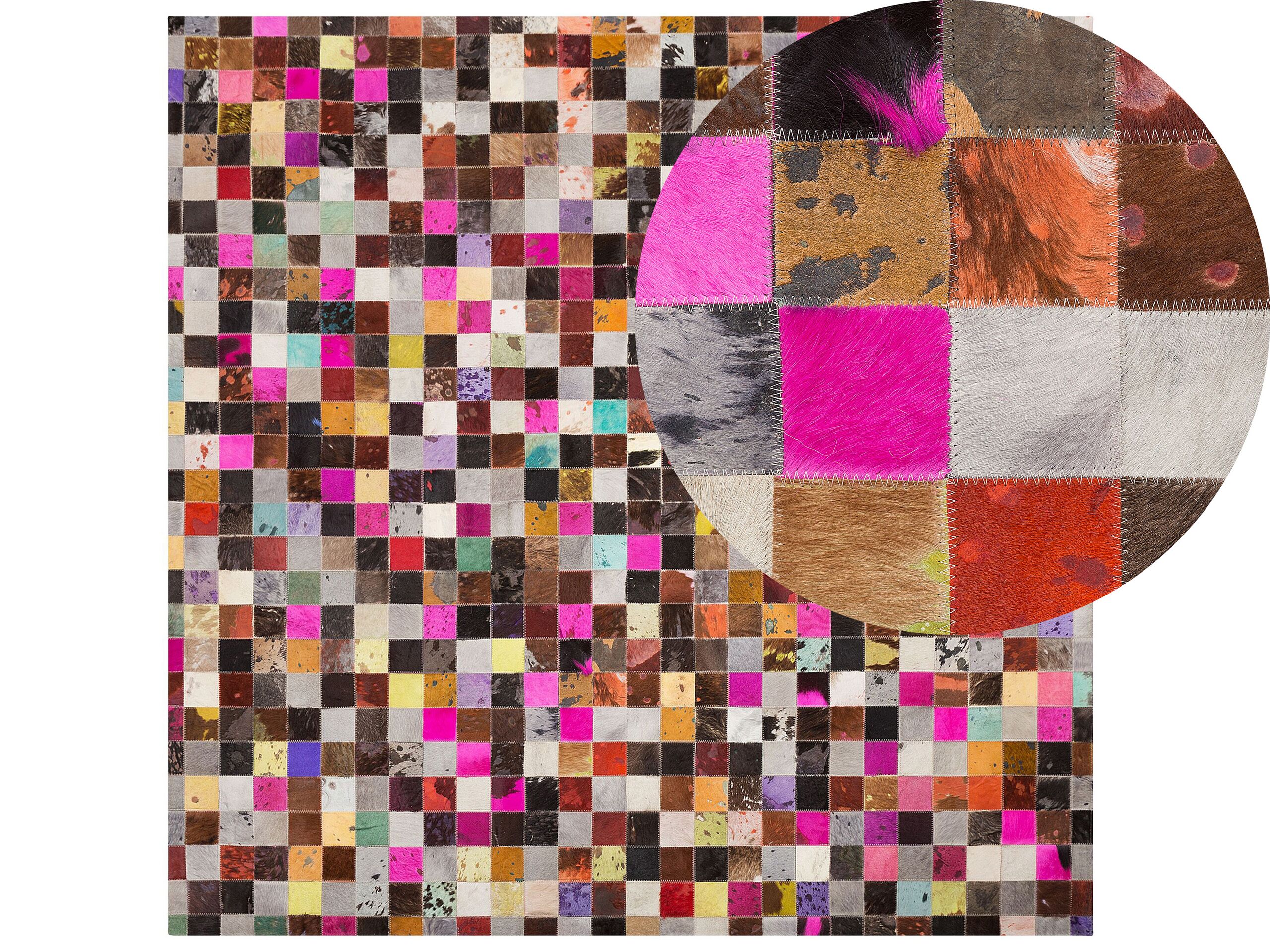 Cowhide Area Rug 200x200cm Multicolour - Gemini Interiors