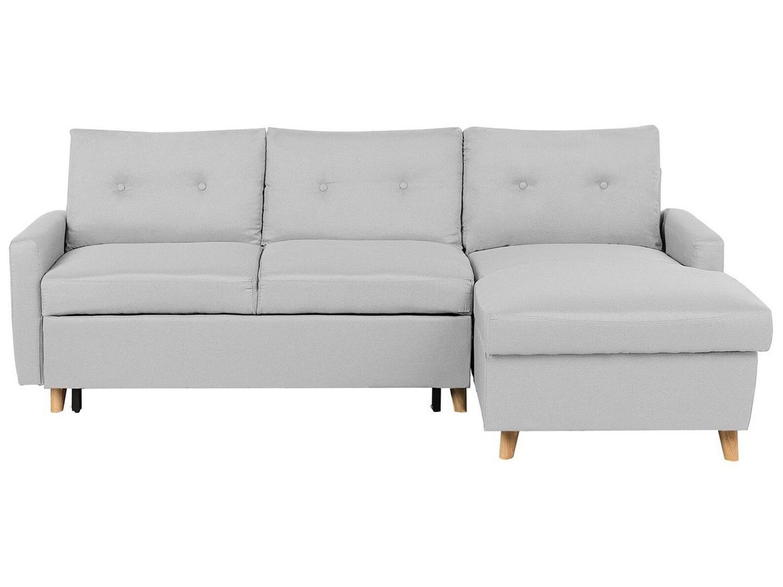 Left Hand Corner Sofa Bed with Storage Light Grey FLAKK - Gemini Interiors
