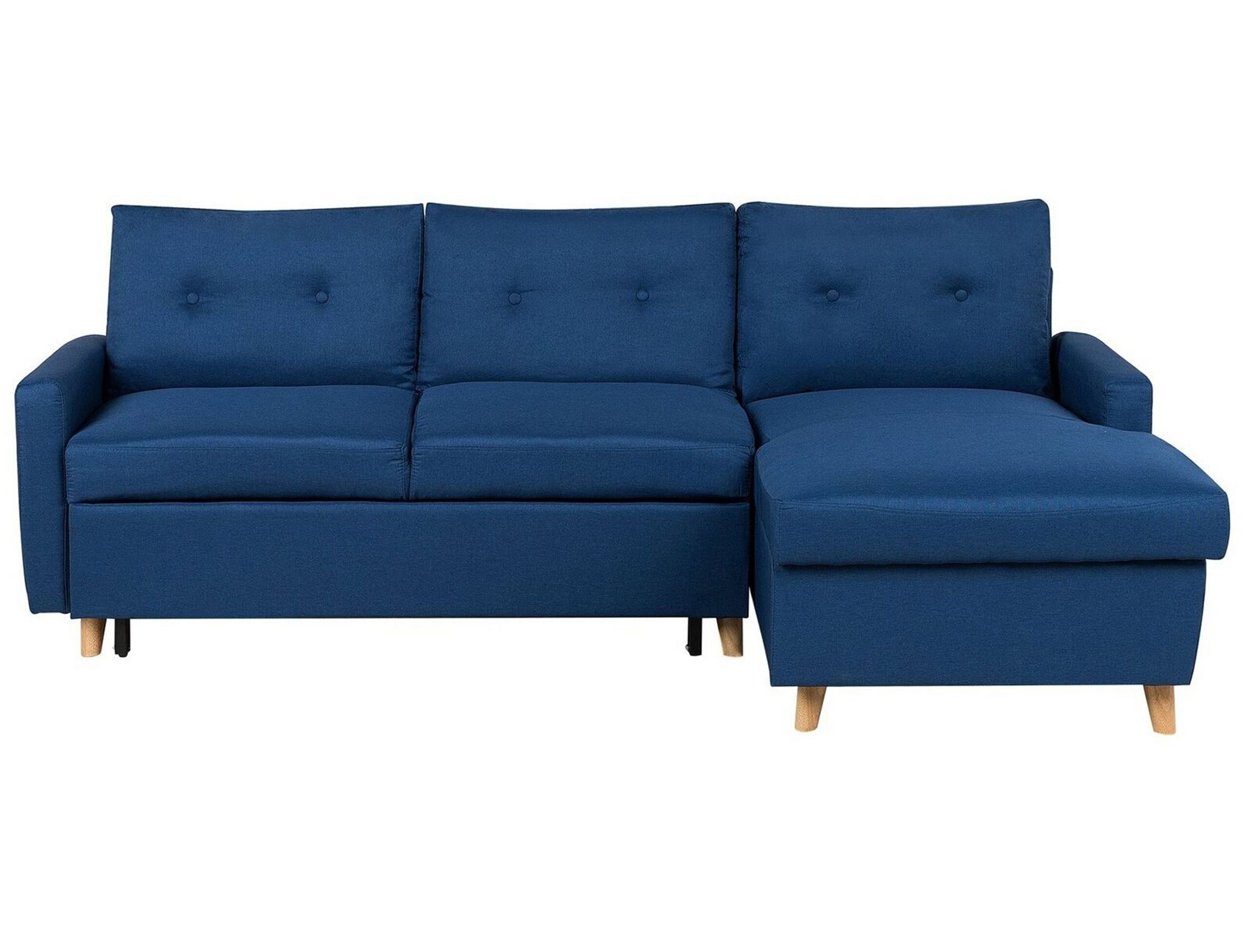 Left Hand Corner Sofa Bed with Storage Navy Blue FLAKK - Gemini Interiors
