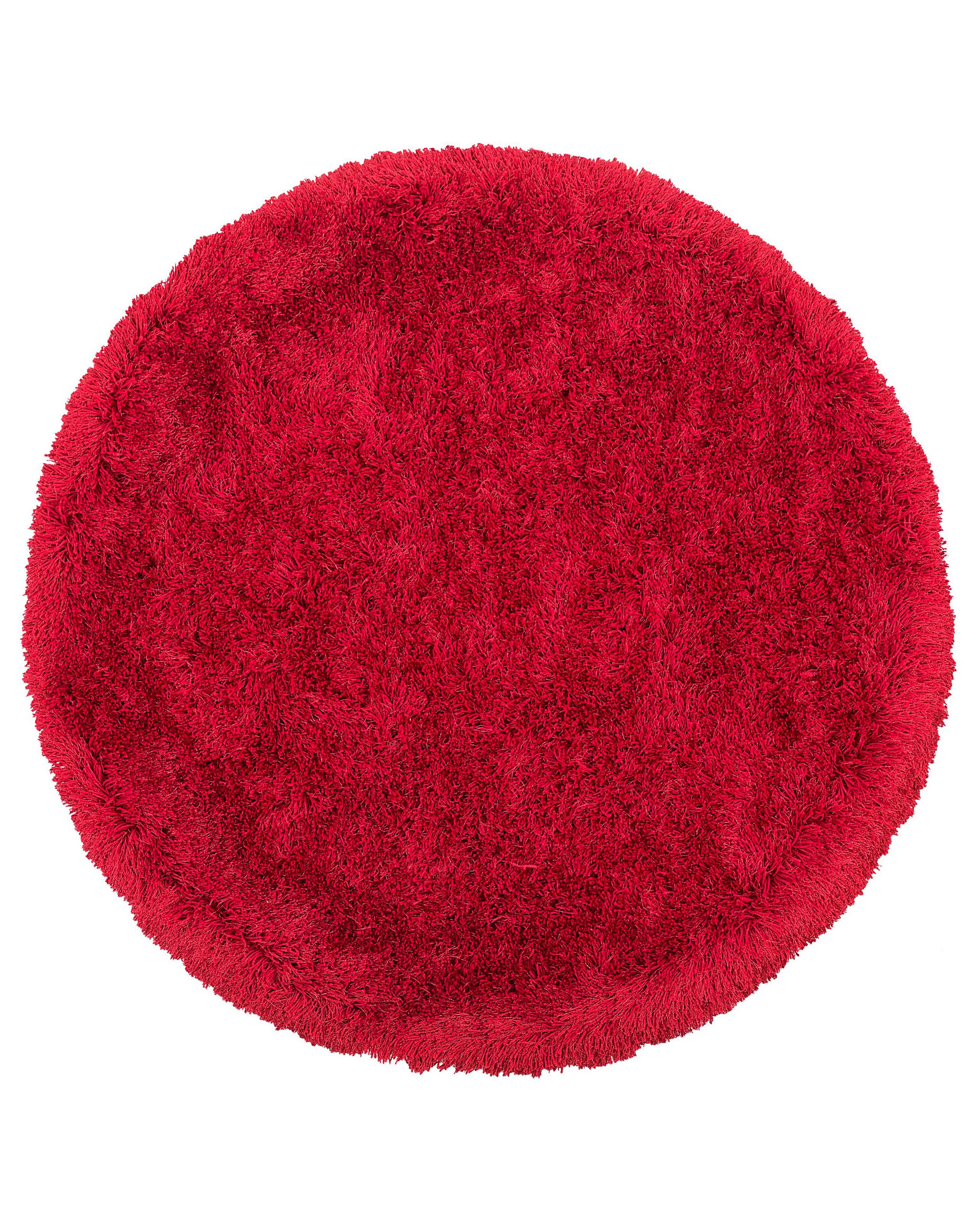 Shaggy Round Area Rug 140cm Red - Gemini Interiors