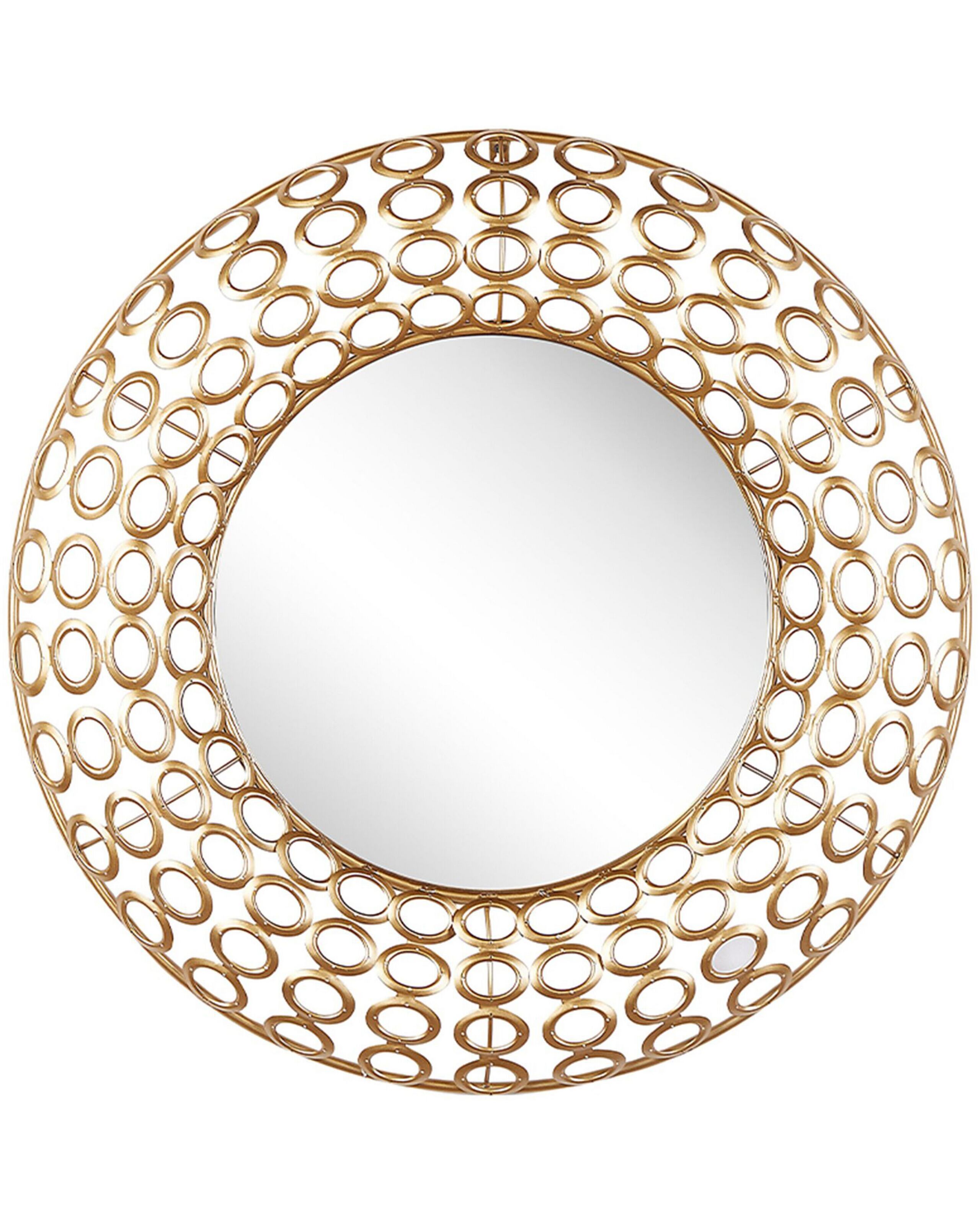 Round Steel Wall Mirror 80cm Gold - Gemini Interiors