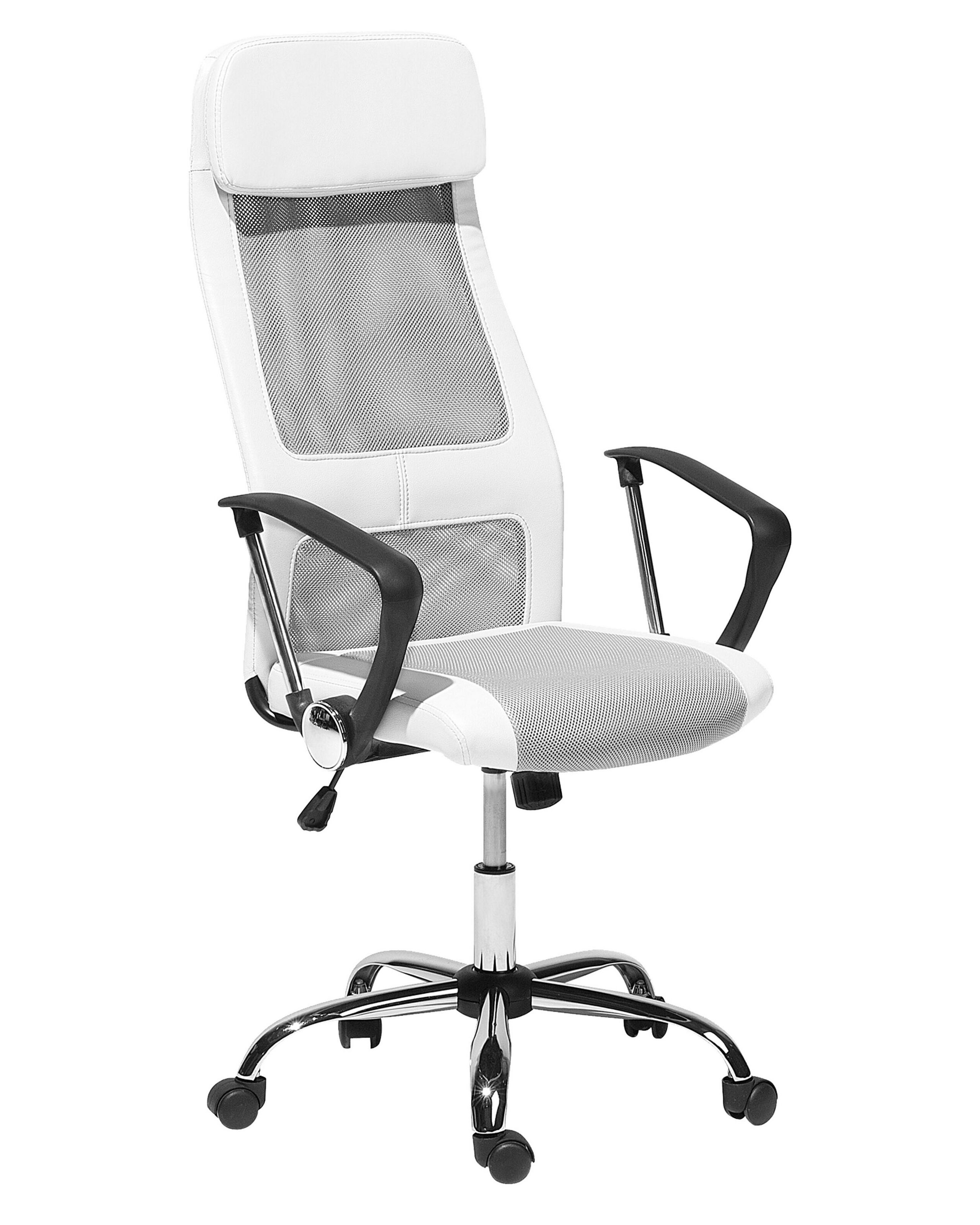 Faux Leather Office Chair White with Grey PIONEER - Gemini Interiors
