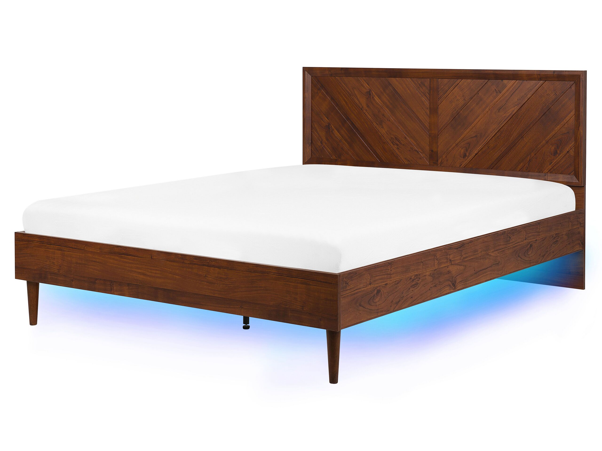 EU King Size Bed with LED Dark Wood MIALET - Gemini Interiors