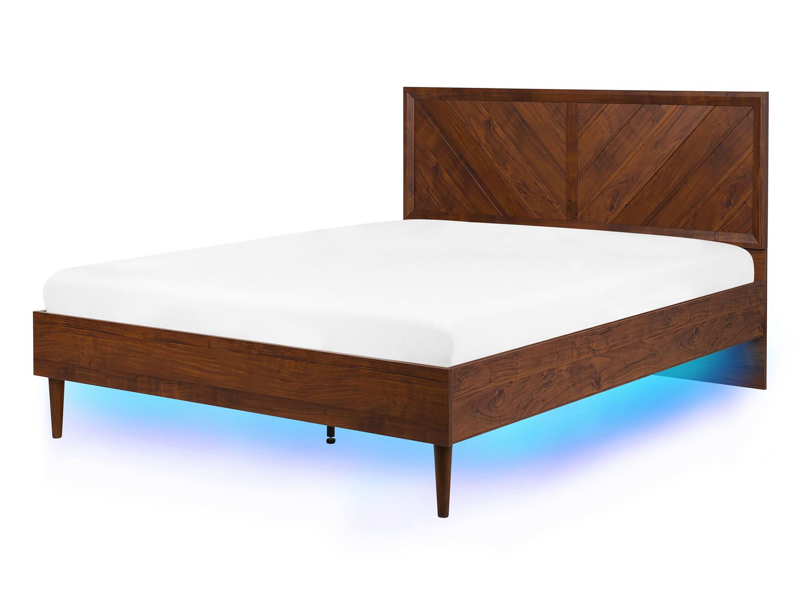 EU Double Size Bed with LED Dark Wood MIALET - Gemini Interiors