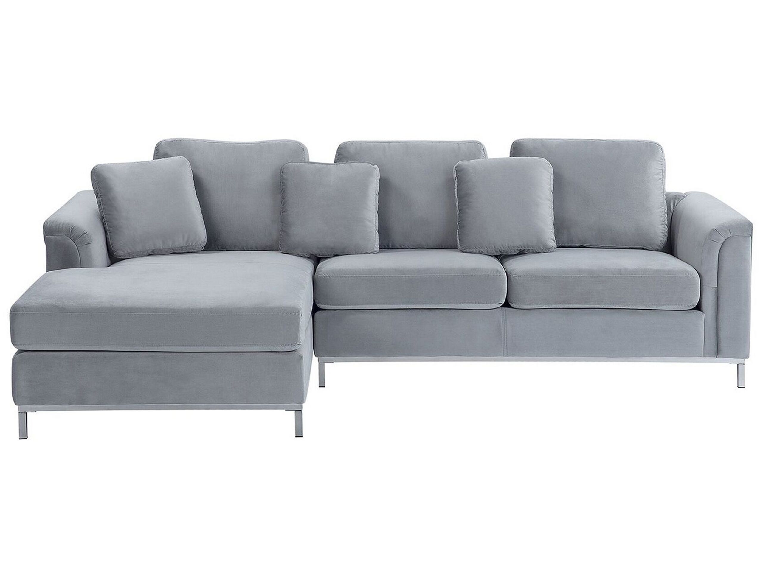 Right Hand Velvet Corner Sofa Light Grey OSLO - Gemini Interiors
