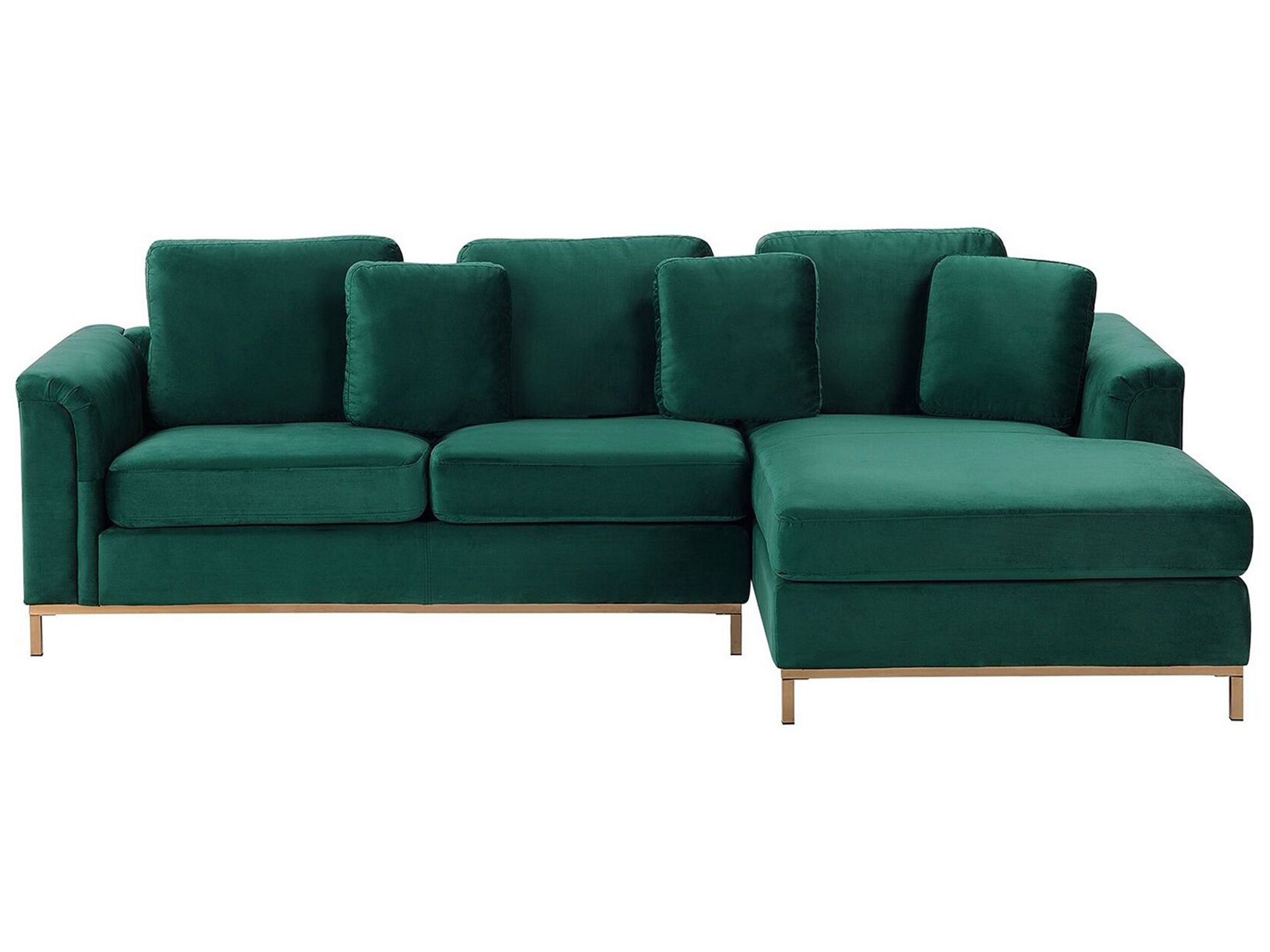 Left Hand Velvet Corner Sofa Emerald Green OSLO - Gemini Interiors