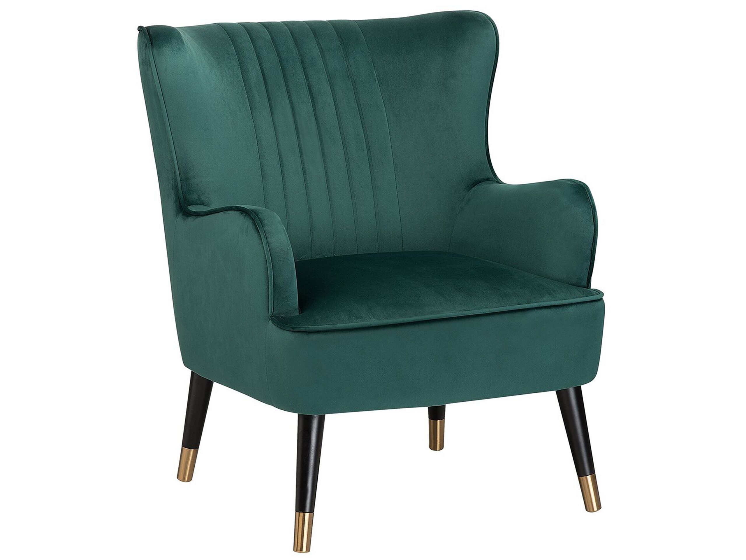Velvet Wingback Chair Emerald Green VARBERG - Gemini Interiors