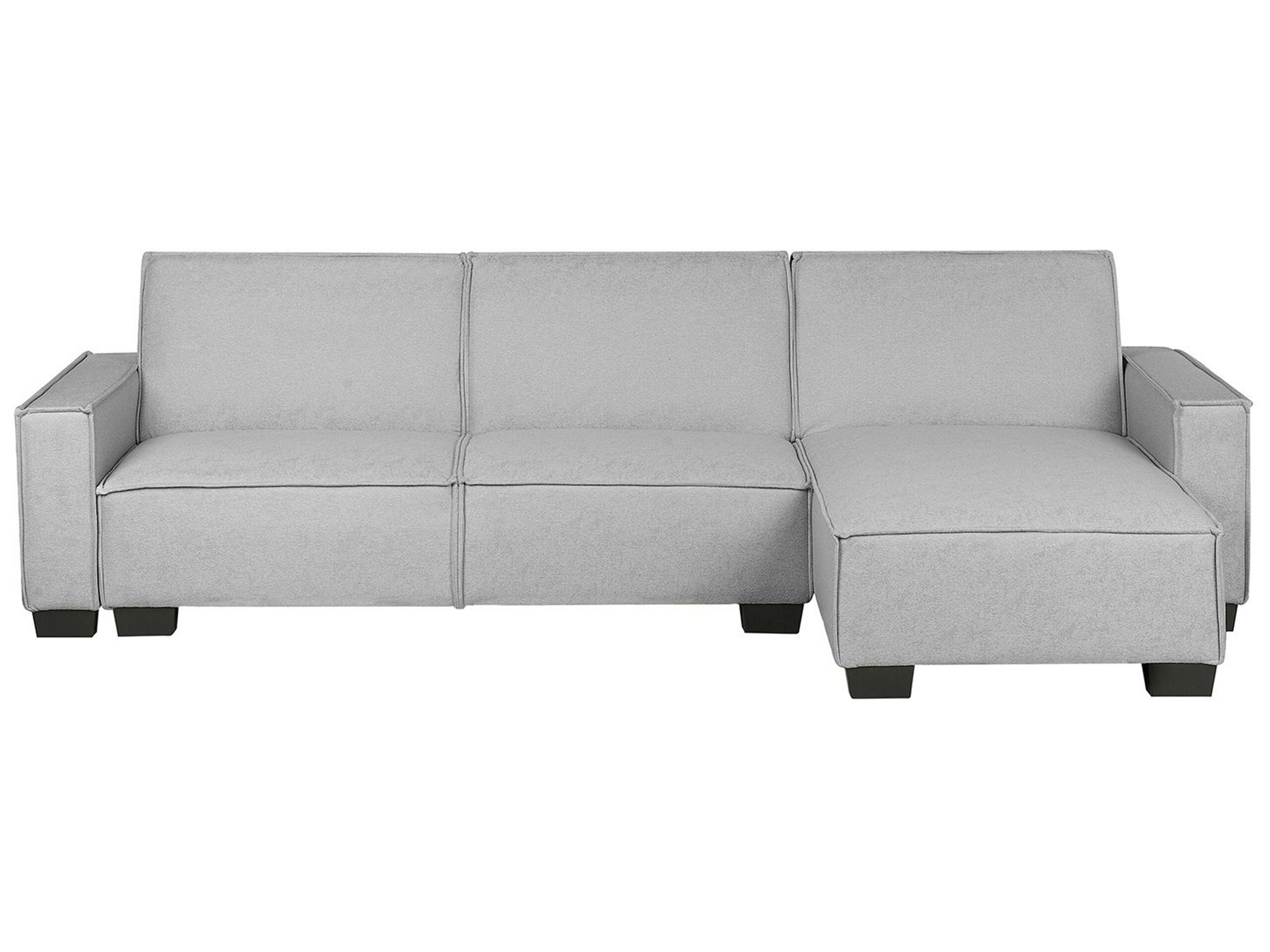 Left Hand Fabric Corner Sofa Bed Light Grey ROMEDAL - Gemini Interiors