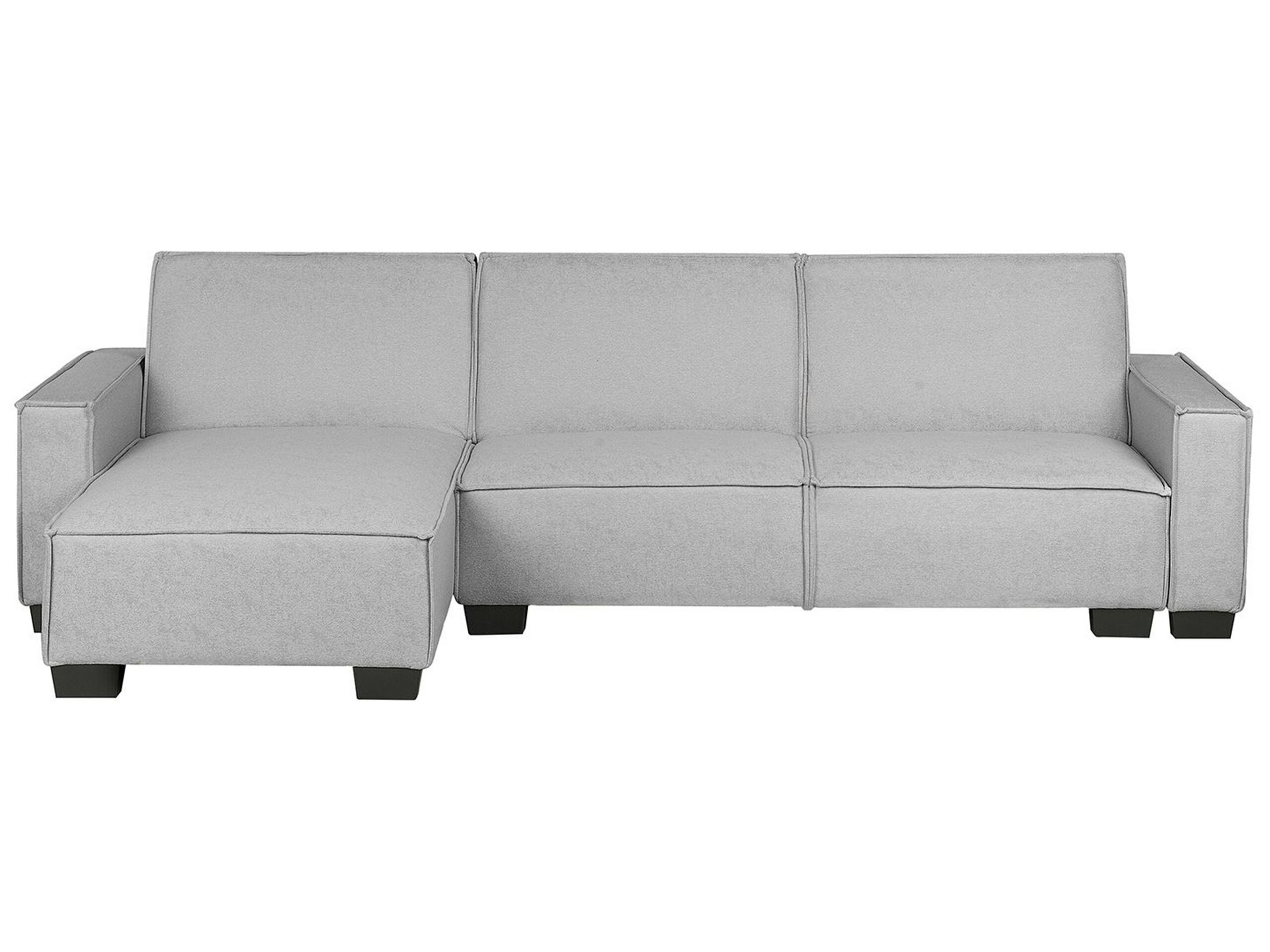 Right Hand Fabric Corner Sofa Bed Light Grey ROMEDAL - Gemini Interiors