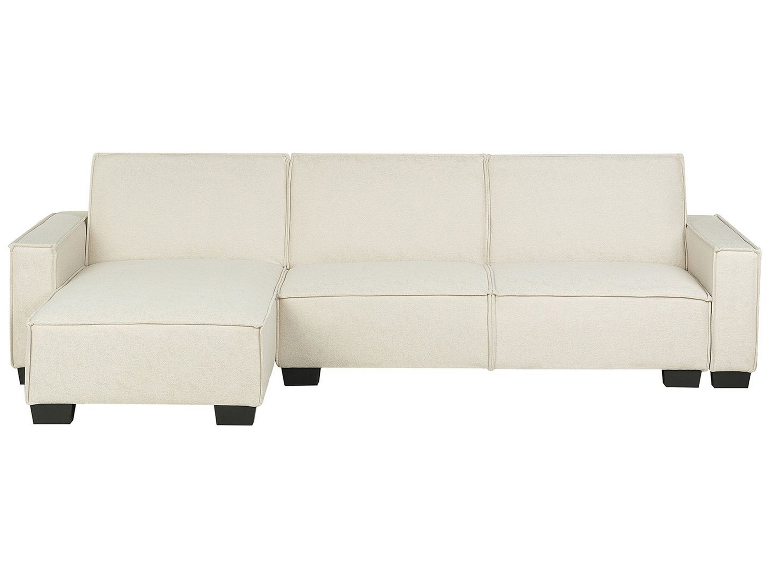Right Hand Fabric Corner Sofa Bed Beige ROMEDAL - Gemini Interiors