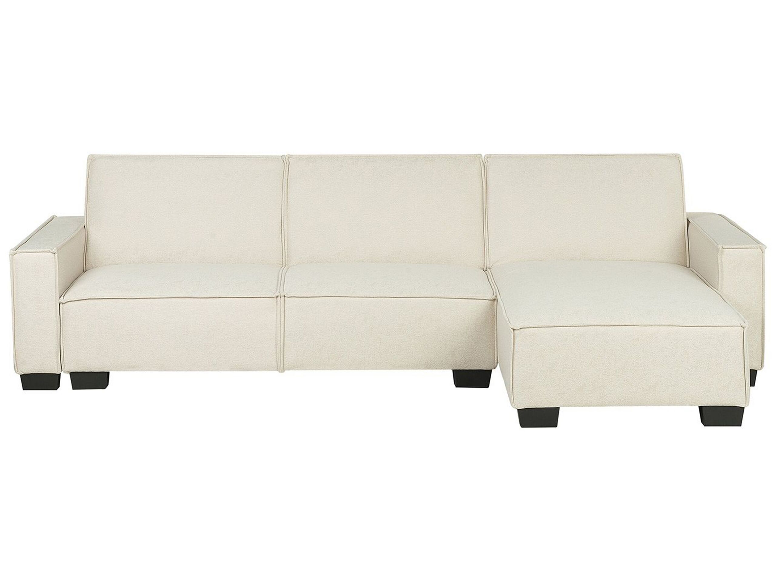 Left Hand Fabric Corner Sofa Bed Beige ROMEDAL - Gemini Interiors