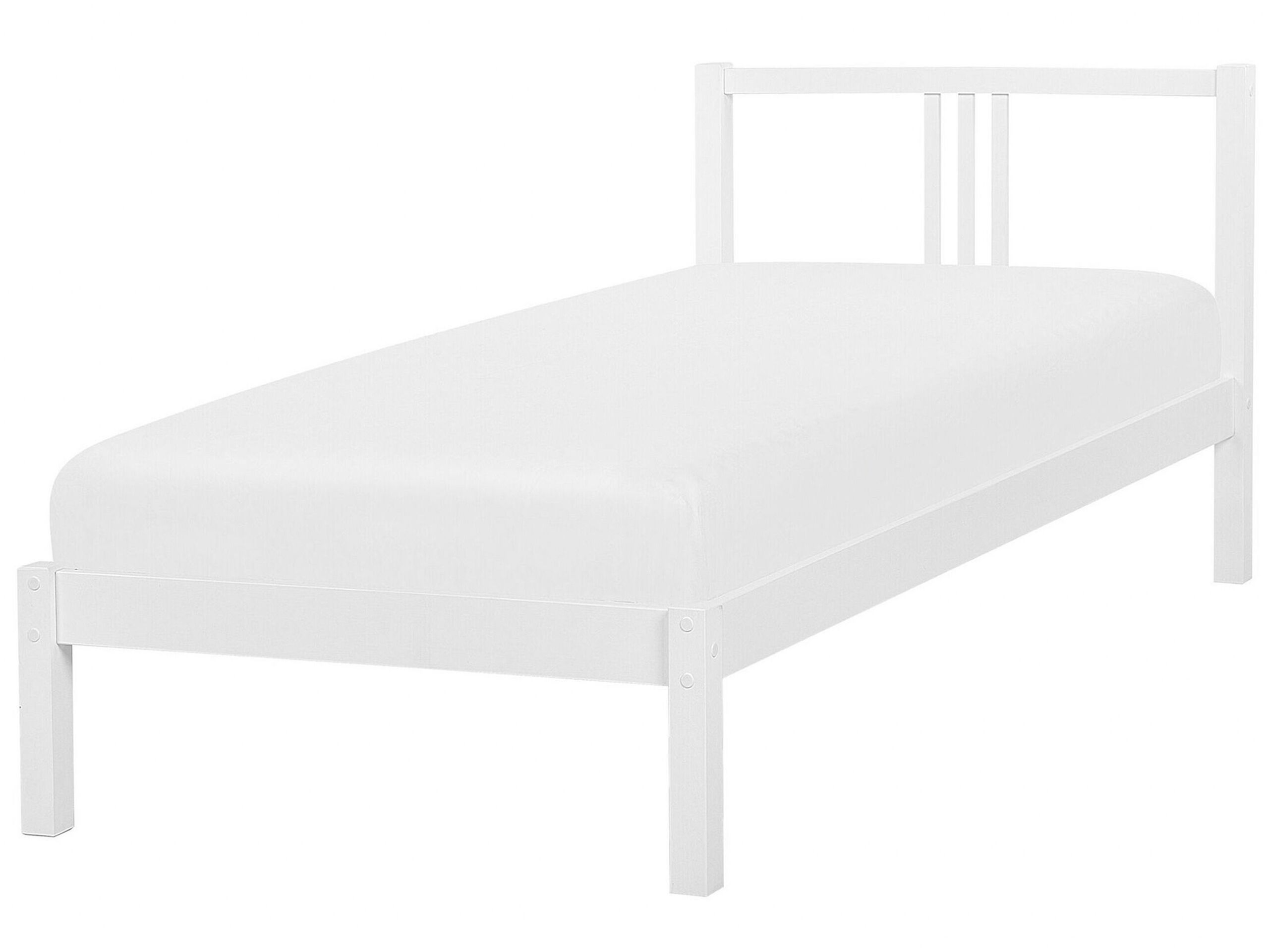 Wooden EU Single Size Bed White VANNES - Gemini Interiors