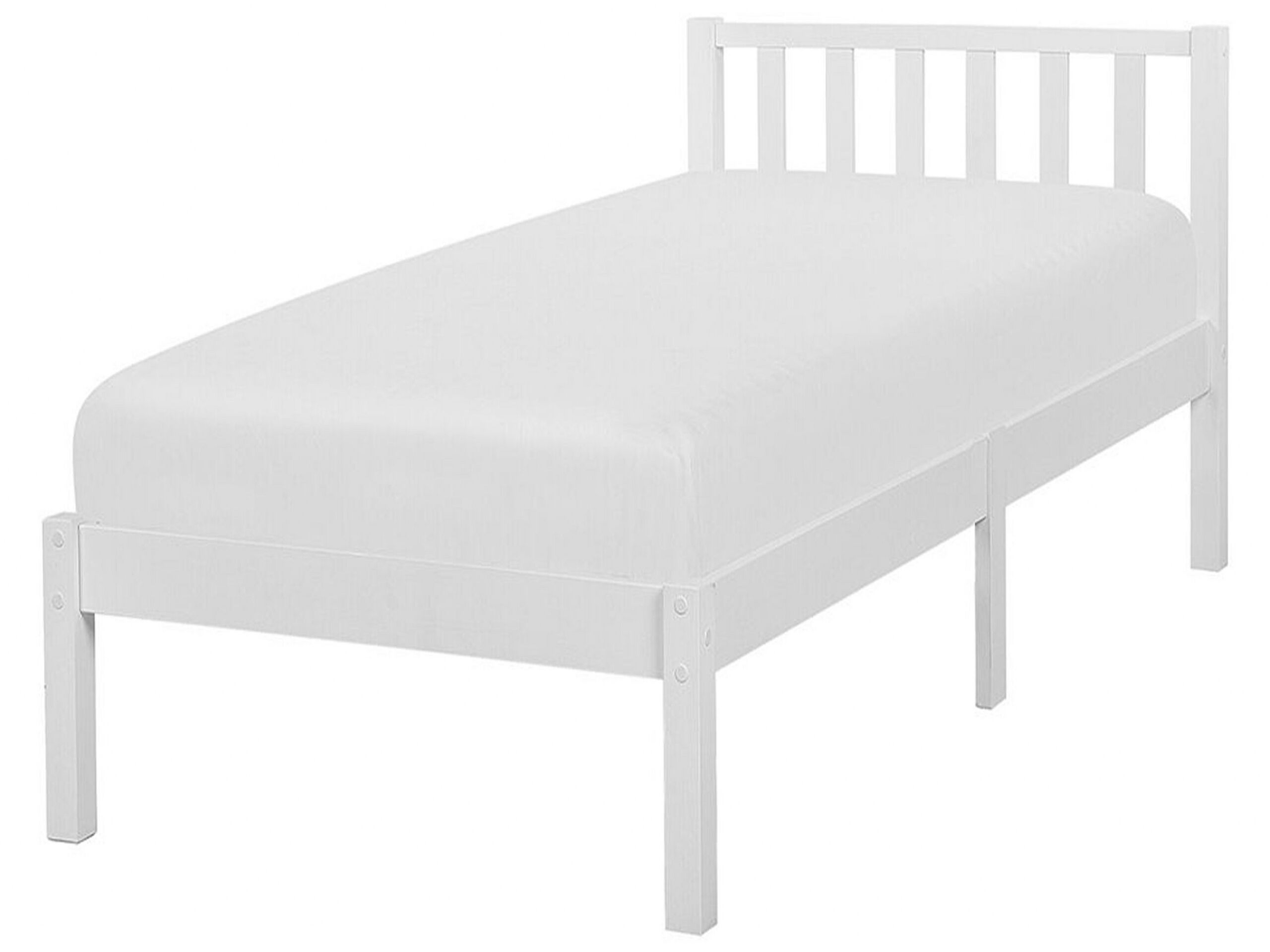 Wooden EU Single Size Bed White FLORAC - Gemini Interiors