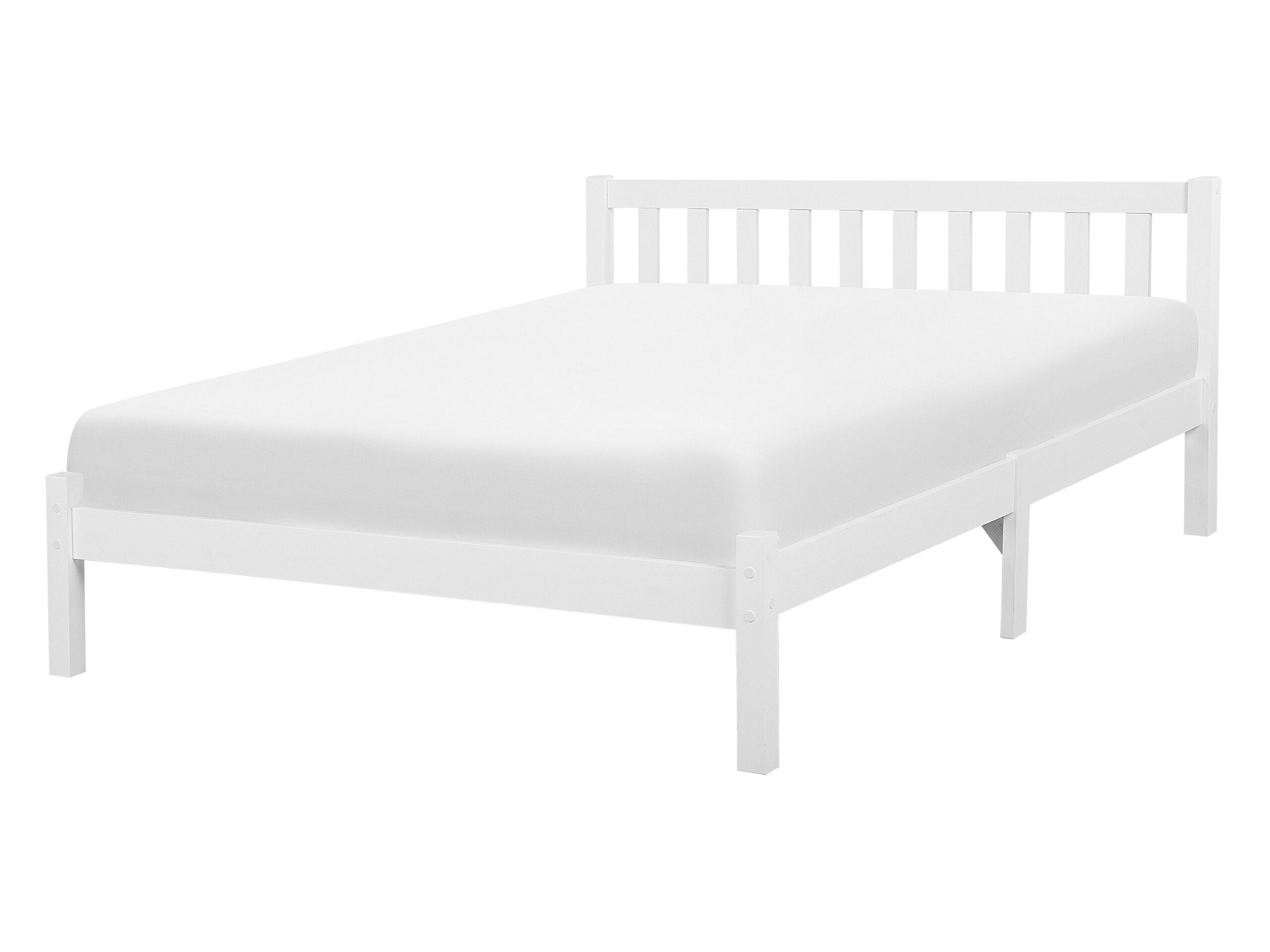 Wooden EU Double Size Bed White FLORAC - Gemini Interiors