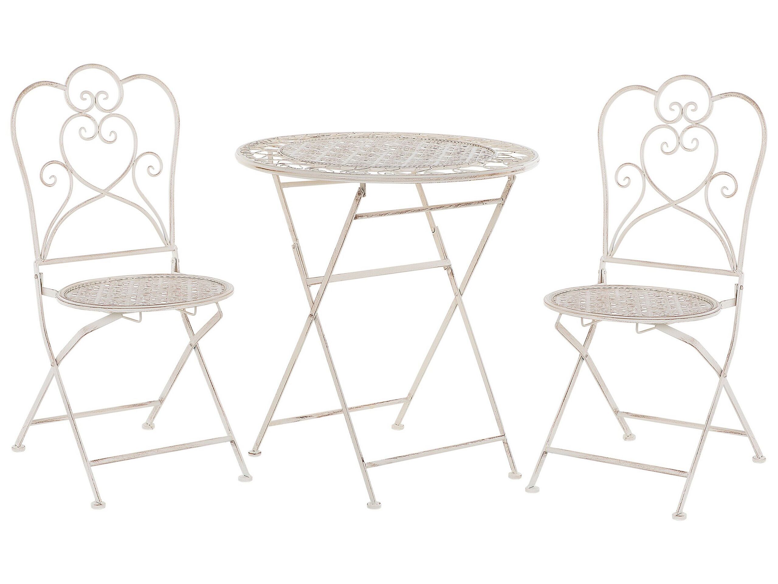 Metal Garden Bistro Set Beige TRIESTE - Gemini Interiors